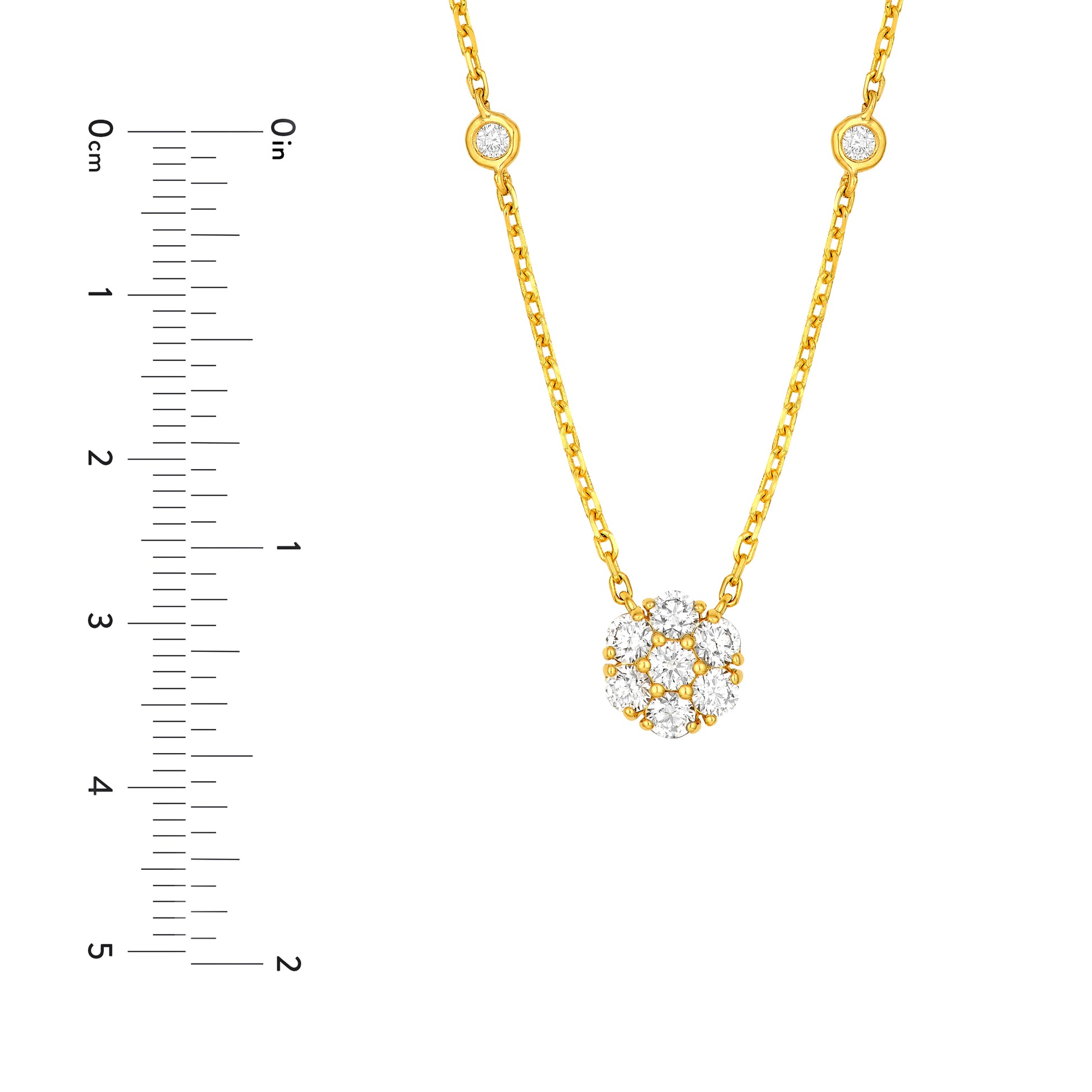3/4tcw Diamond Cluster & Bezel Station Necklace