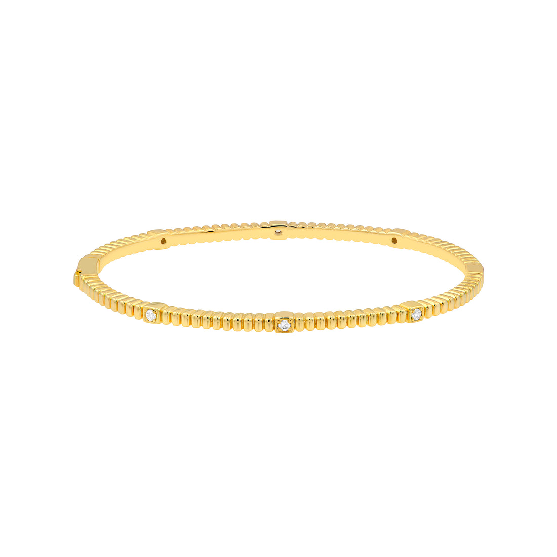 Diamond Fluted Station Bangle Bracelet (1/6tcw)