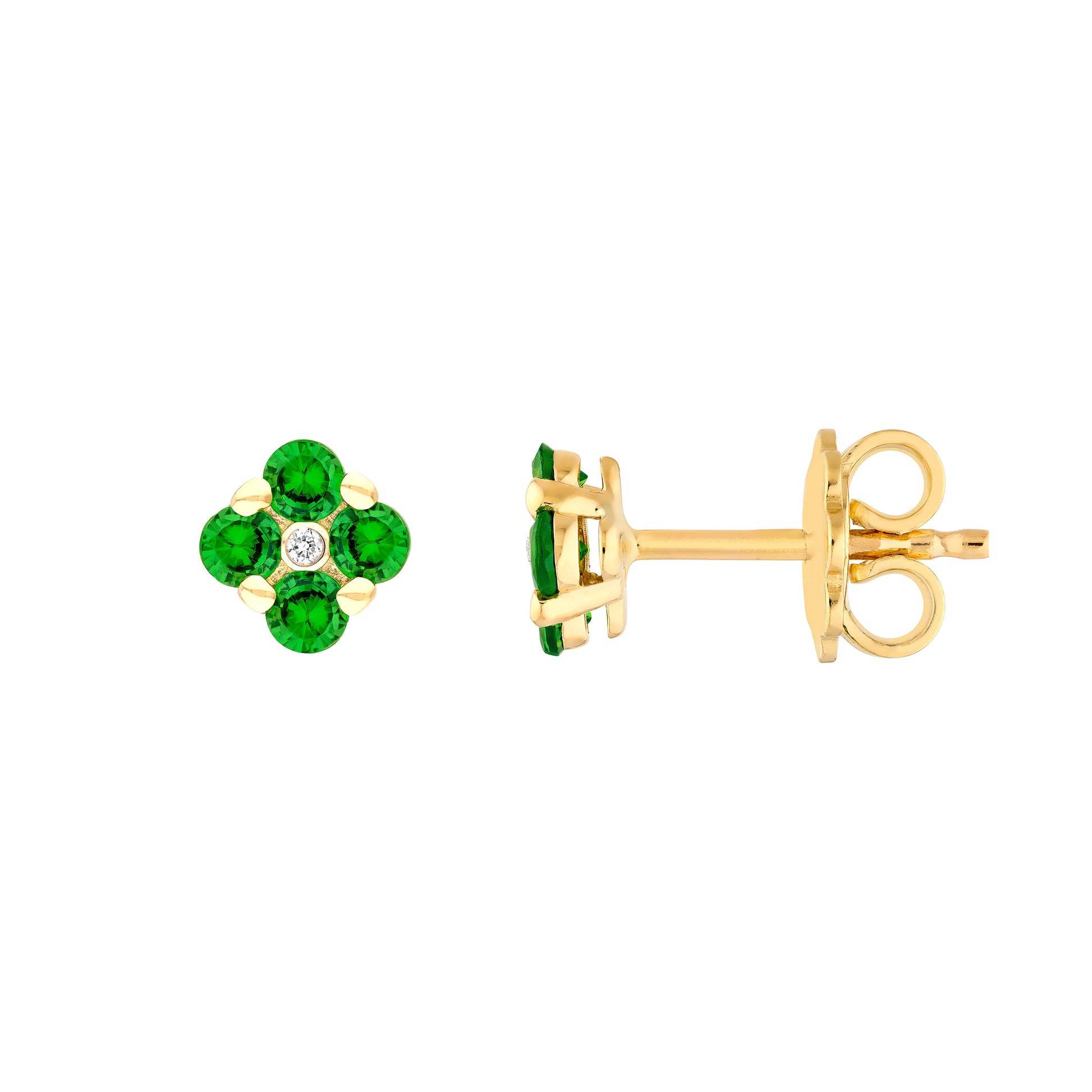 2.5mm Tsavorite Flower Stud Earrings