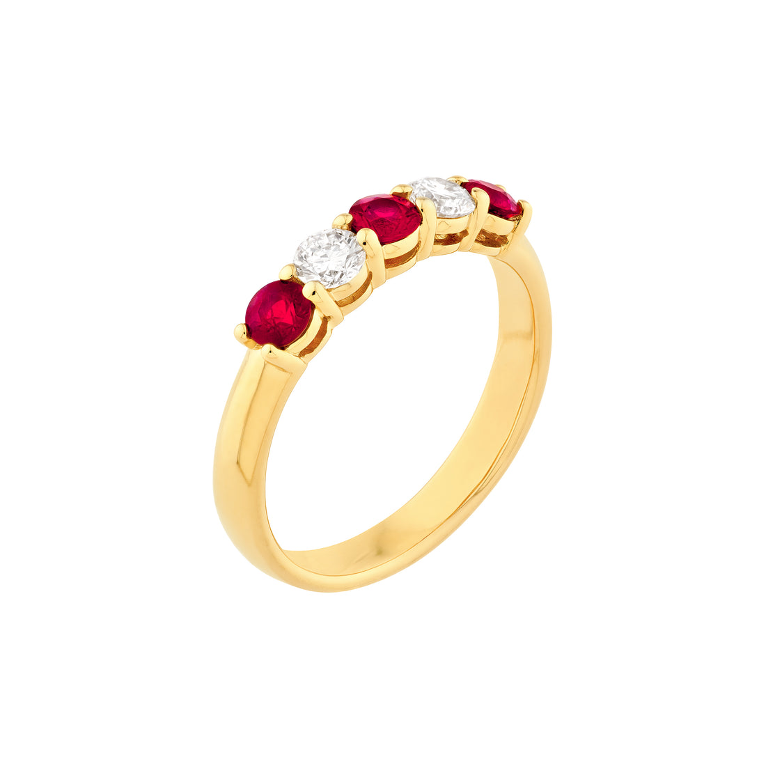 3.5mm Round Ruby & Diamond Ring - 5 Stone
