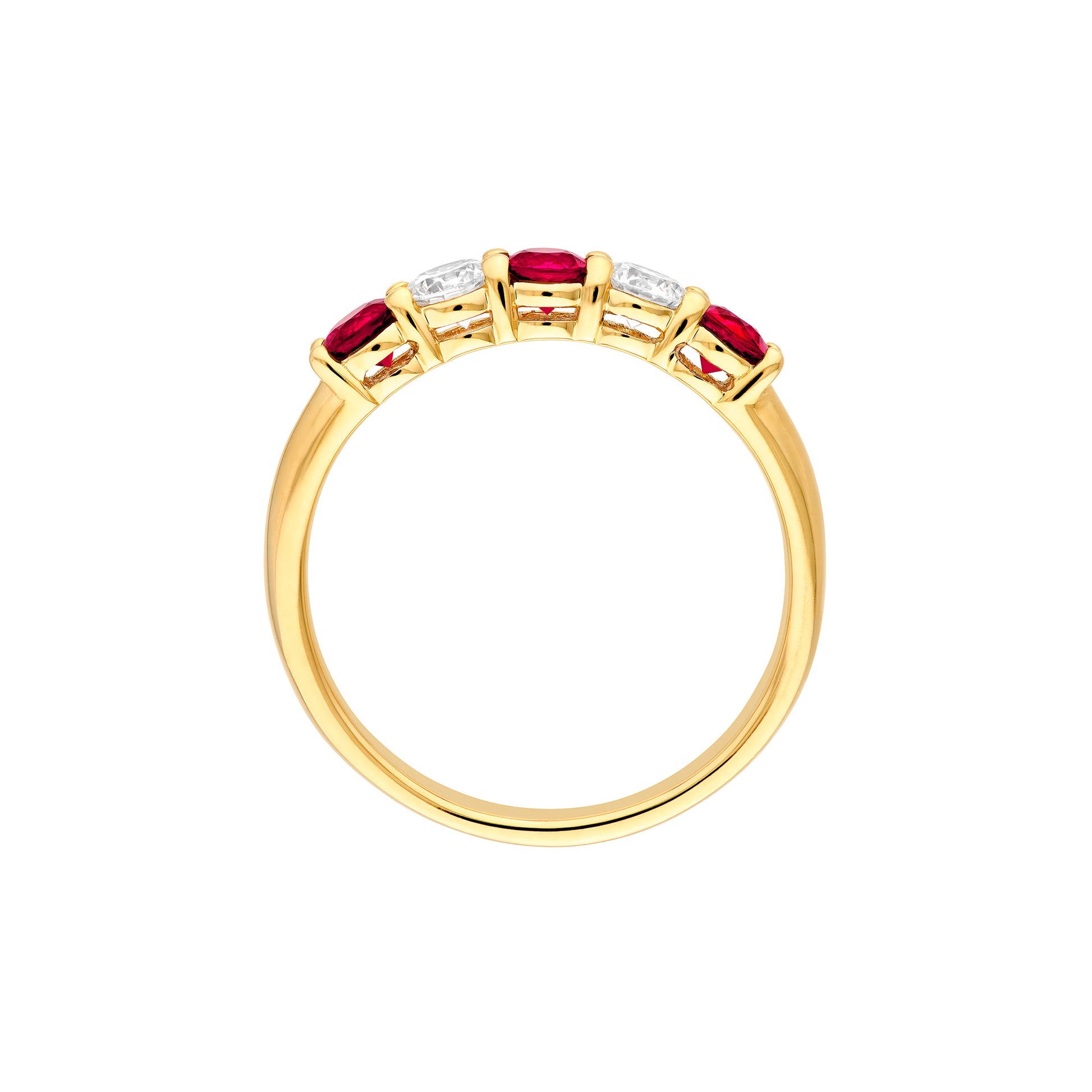 3.5mm Round Ruby & Diamond Ring - 5 Stone
