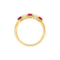 3.5mm Round Ruby & Diamond Ring - 5 Stone