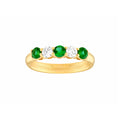 3.5mm Round Emerald & Diamond Ring - 5 Stone