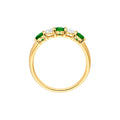 3.5mm Round Emerald & Diamond Ring - 5 Stone