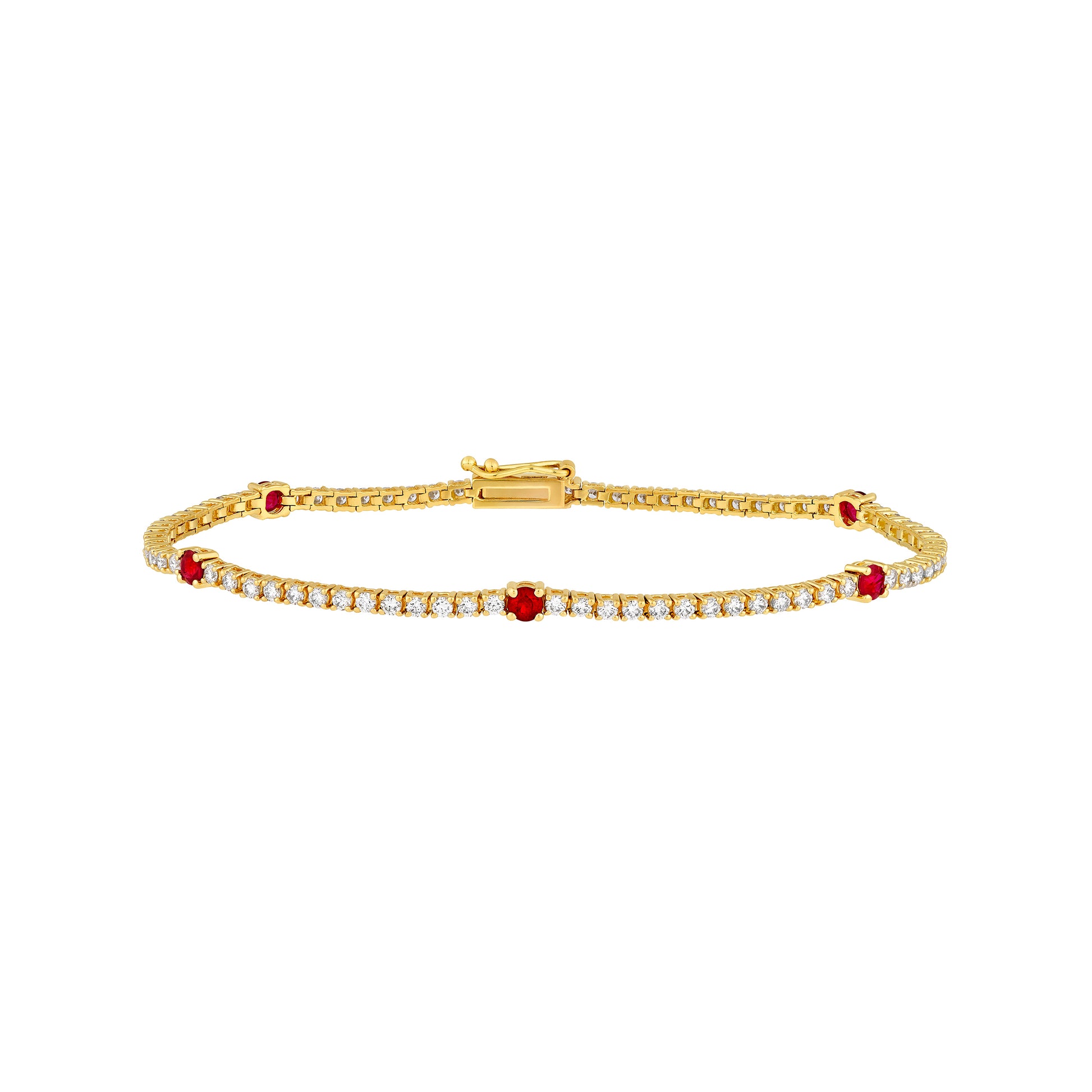 Ruby & 1-1/2tcw Diamond Station Bracelet