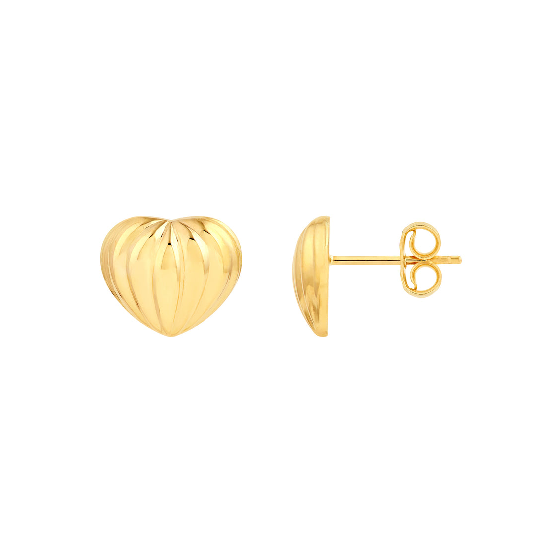 Fluted Heart Small Stud Earrings