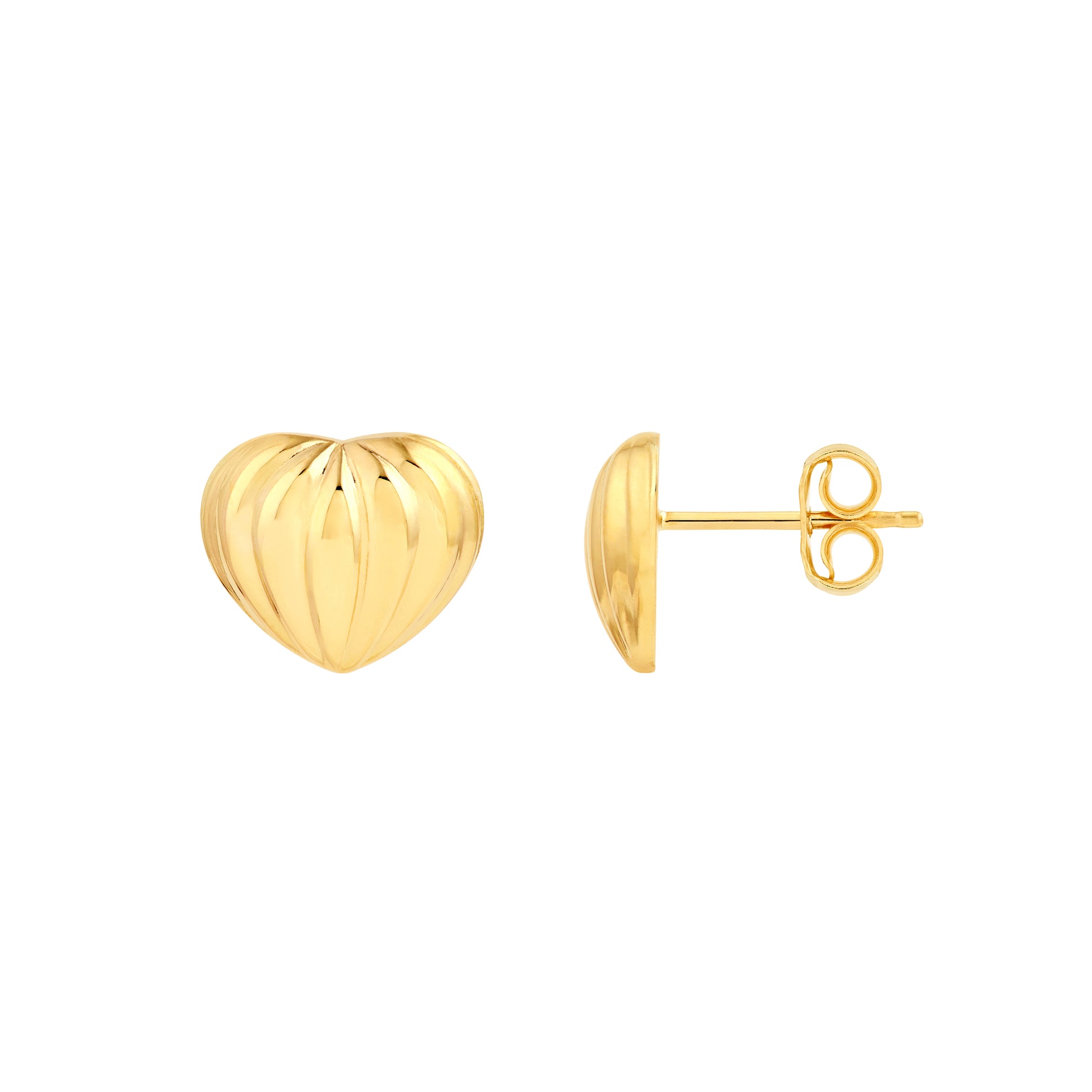 Fluted Heart Small Stud Earrings