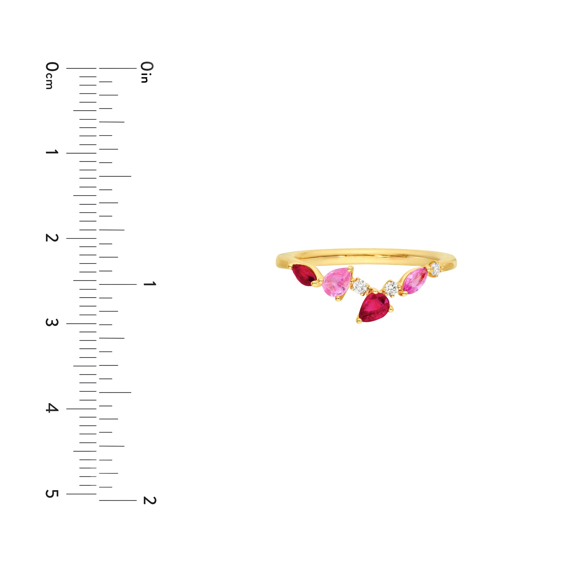 Pink Sapphire and Ruby Blossom Ring