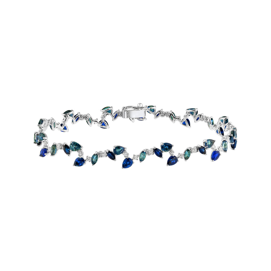 Teal Sapphire and Blue Blossom Bracelet
