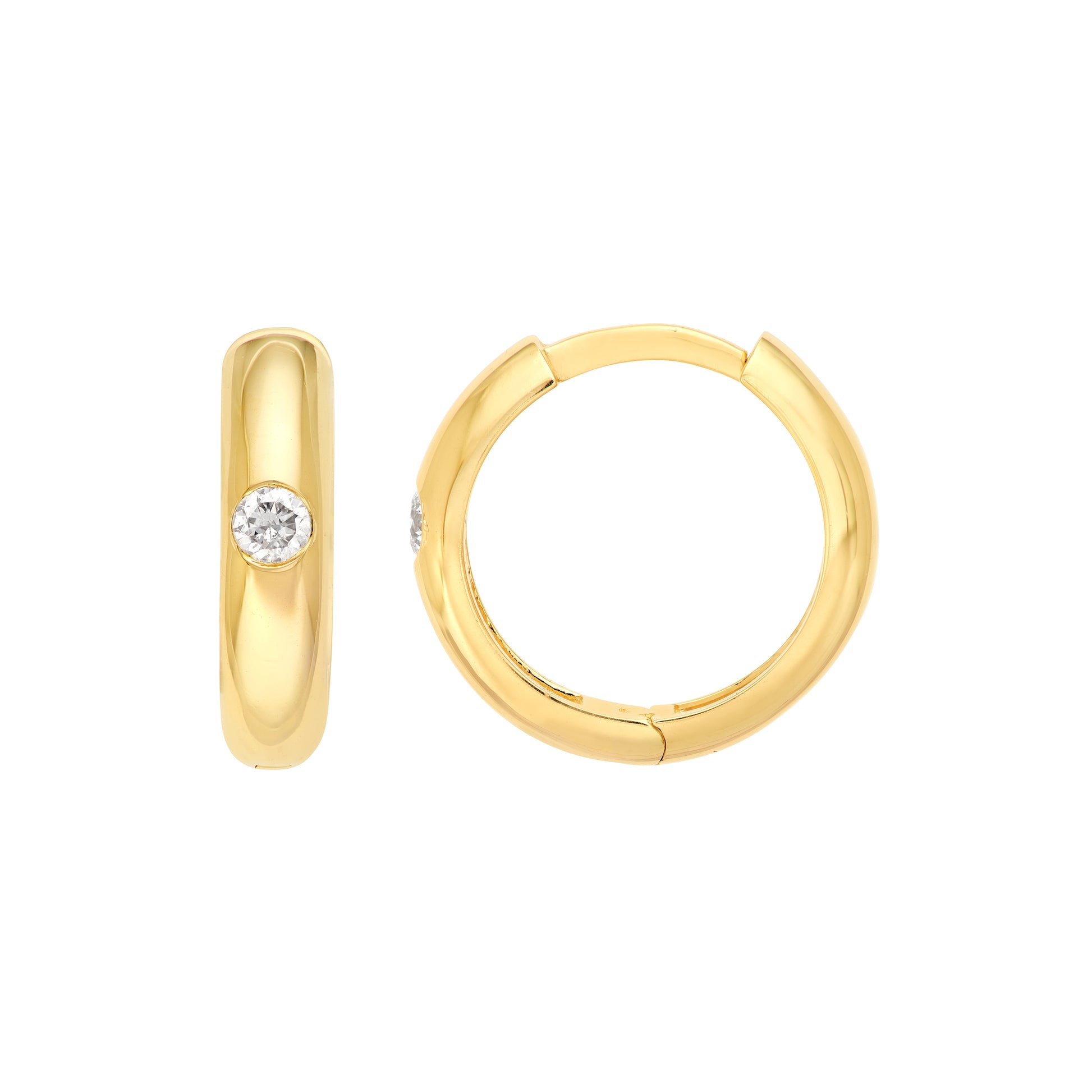 13mm Diamond Round Hoop Earrings