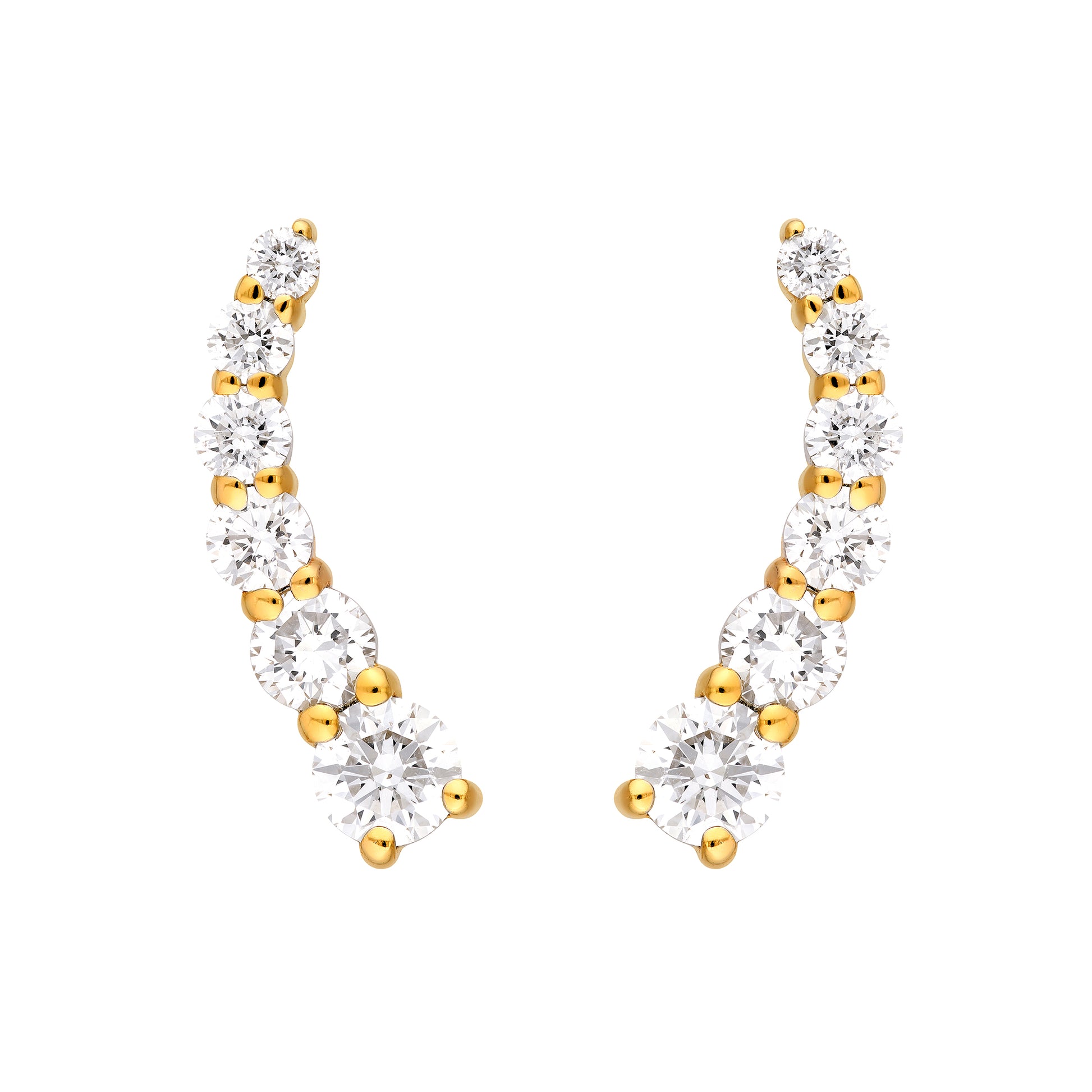 7/8tcw Graduated Round Diamond Climber Earrings