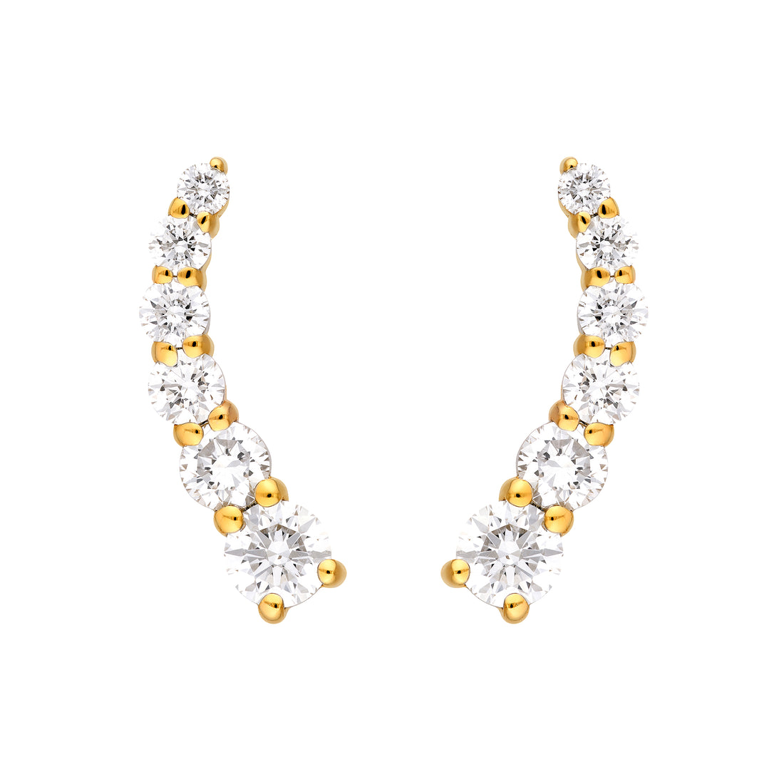 7/8tcw Graduated Round Diamond Climber Earrings