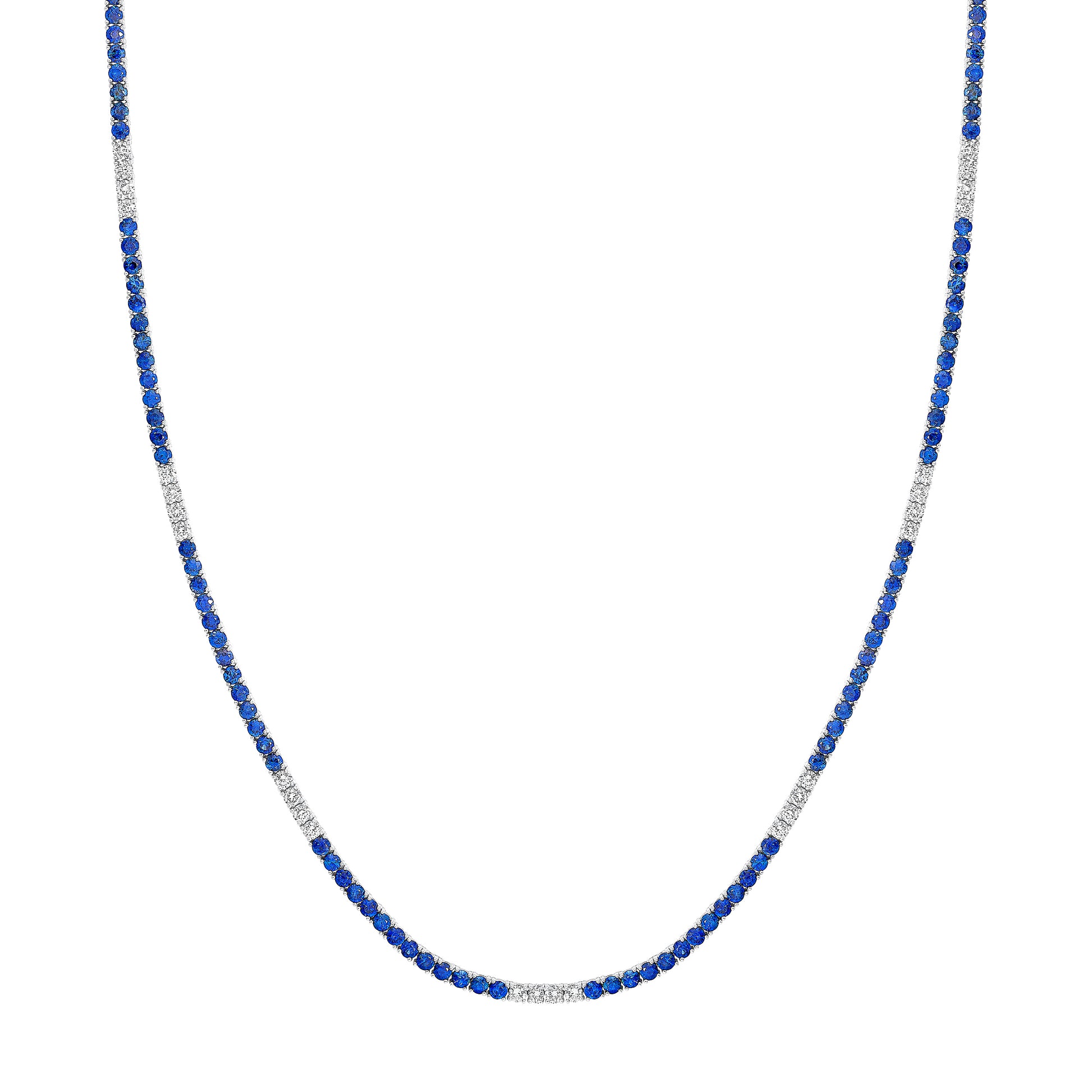 Alternating Sapphire Diamond Tennis Necklace