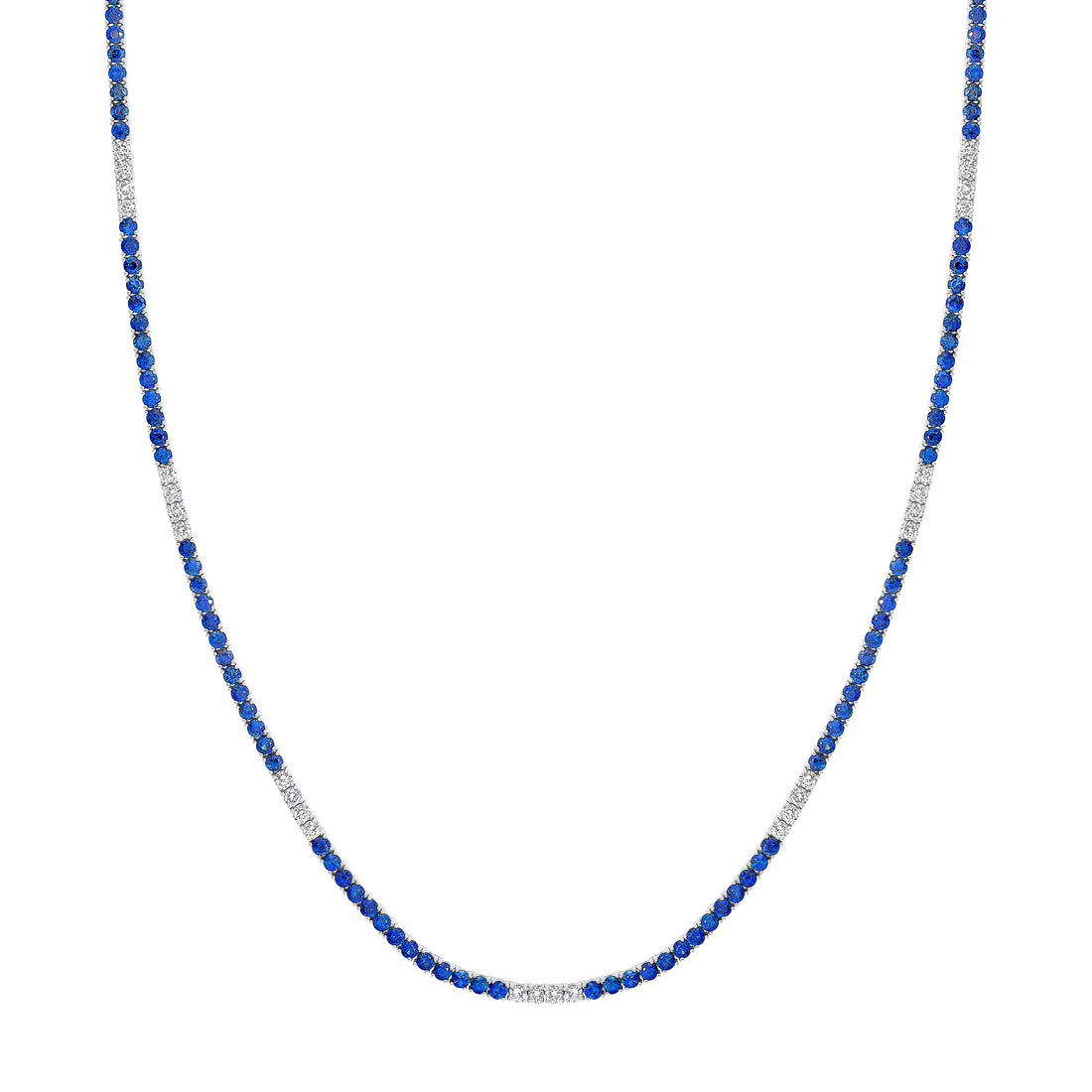 Alternating Sapphire Diamond Tennis Necklace