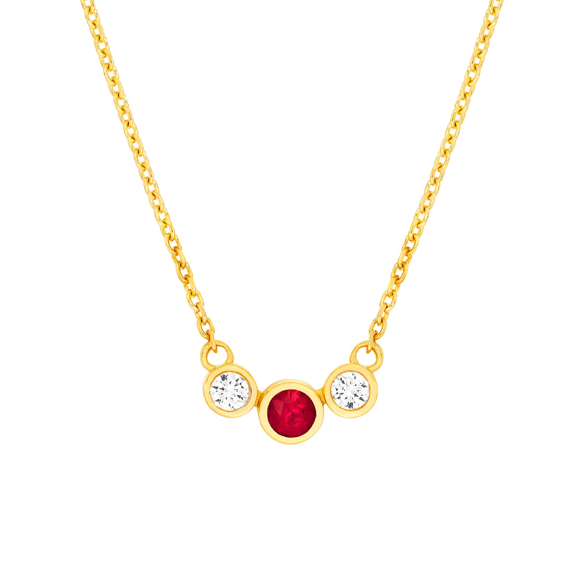 3.7mm Ruby & 1/5tcw Diamond Bezel Graduated Necklace