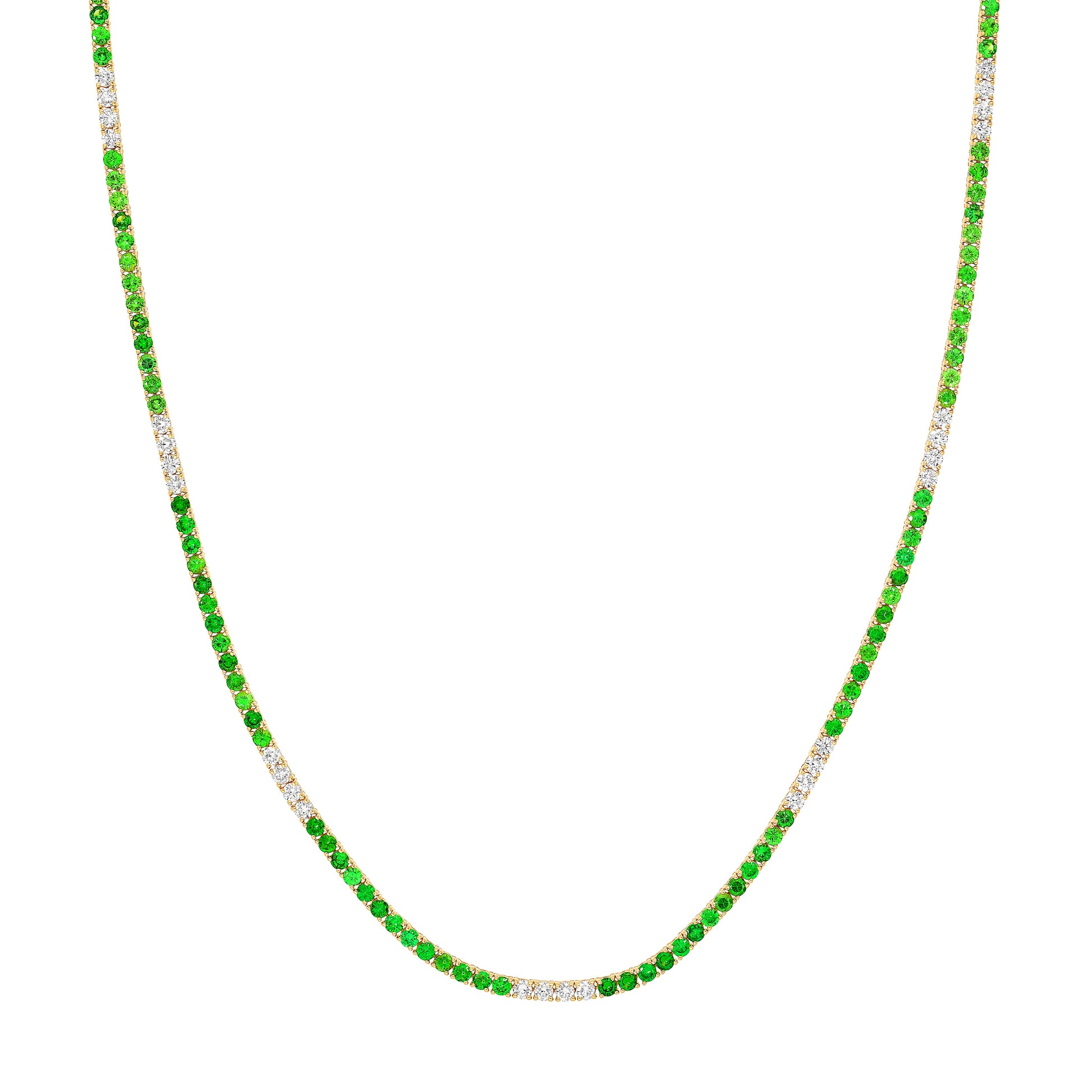 2-1/4tcw Diamond & 2.4mm Tsavorite Tennis Necklace