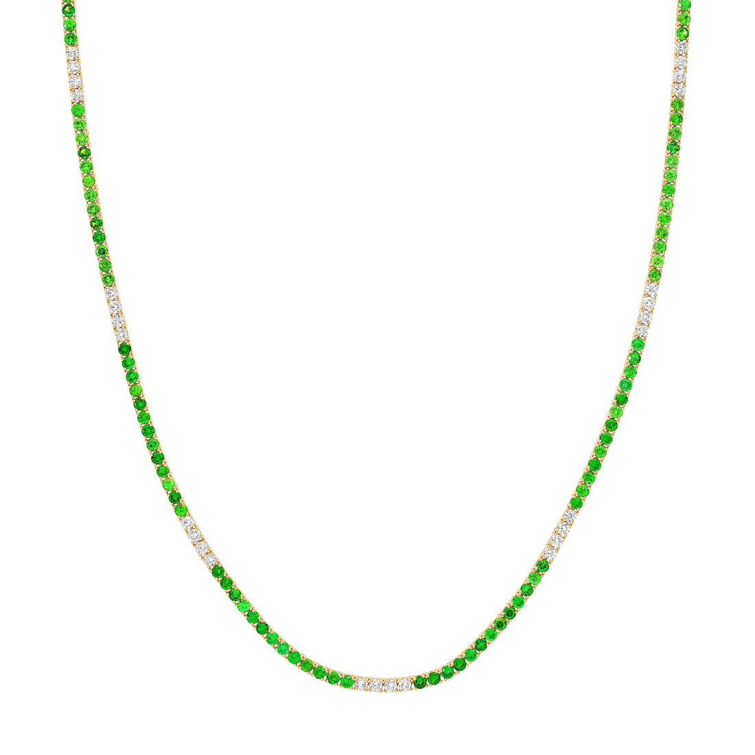 2-1/4tcw Diamond & 2.4mm Tsavorite Tennis Necklace