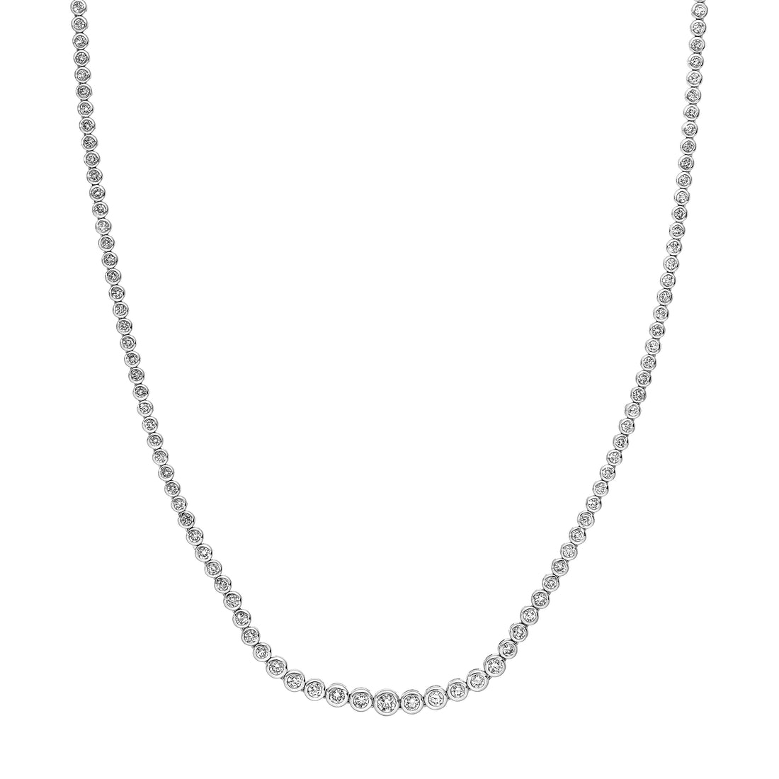 5-1/3tcw Diamond Bezel Graduated Tennis Necklace