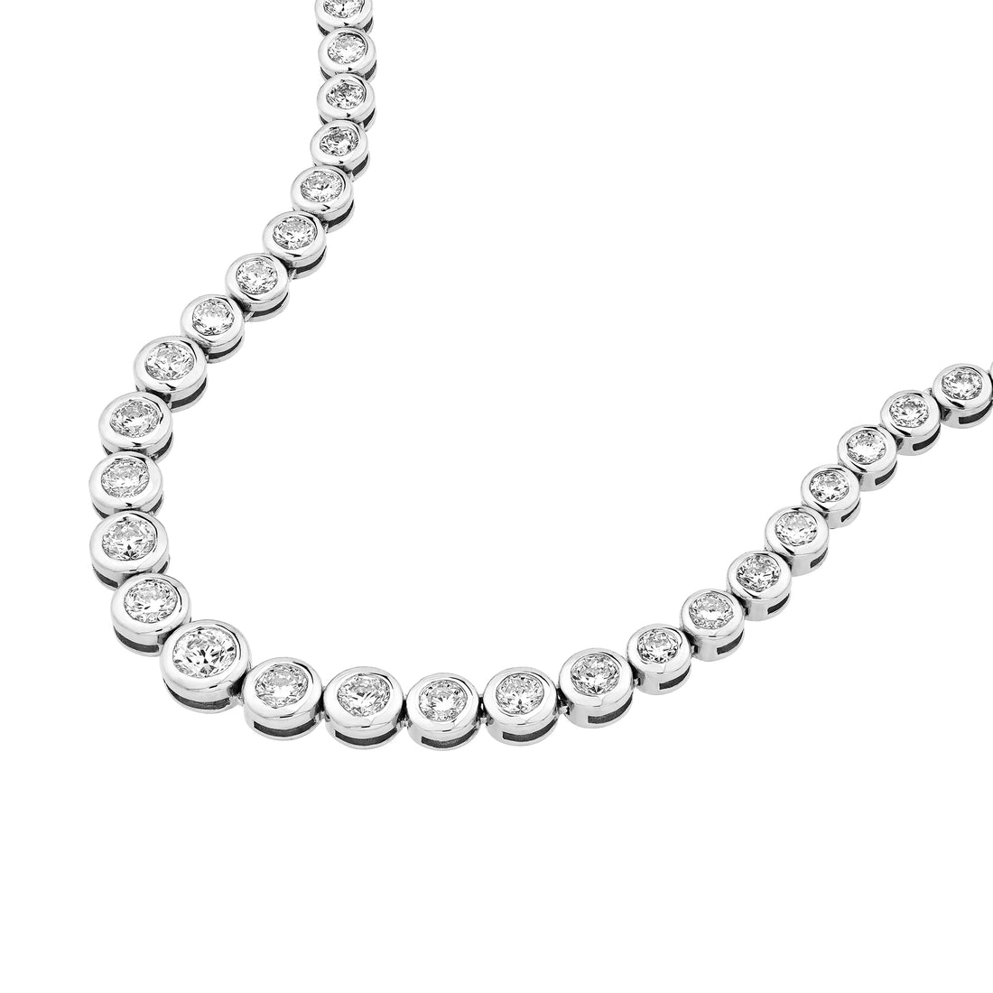 5-1/3tcw Diamond Bezel Graduated Tennis Necklace