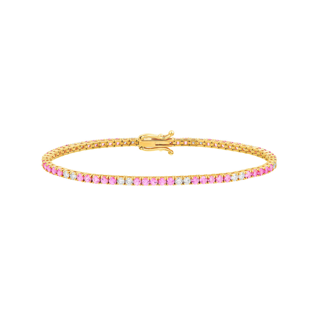 1-1/8tcw Diamond & 3-1/2ct Pink Sapphire Tennis Bracelet