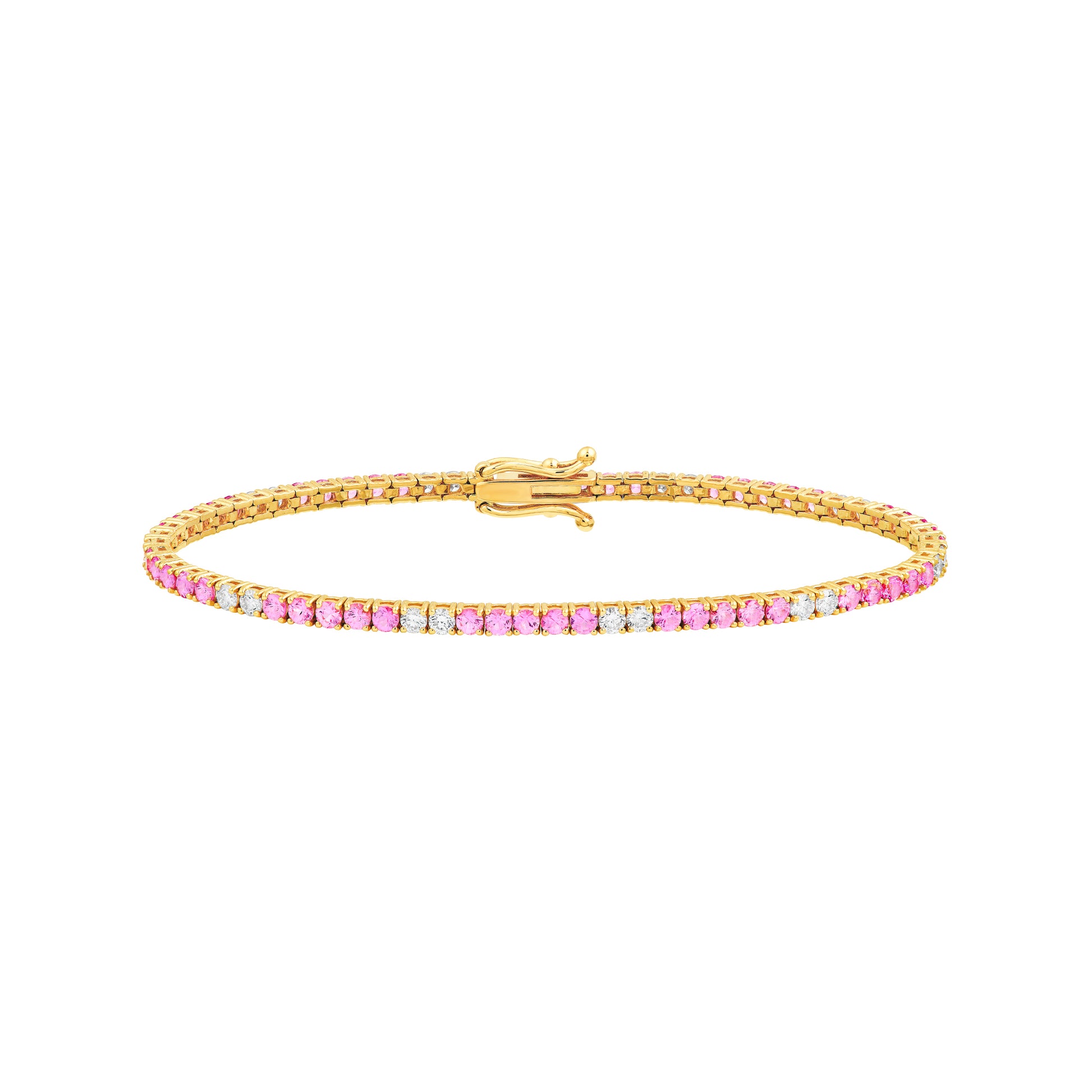 1-1/8tcw Diamond & 3-1/2ct Pink Sapphire Tennis Bracelet