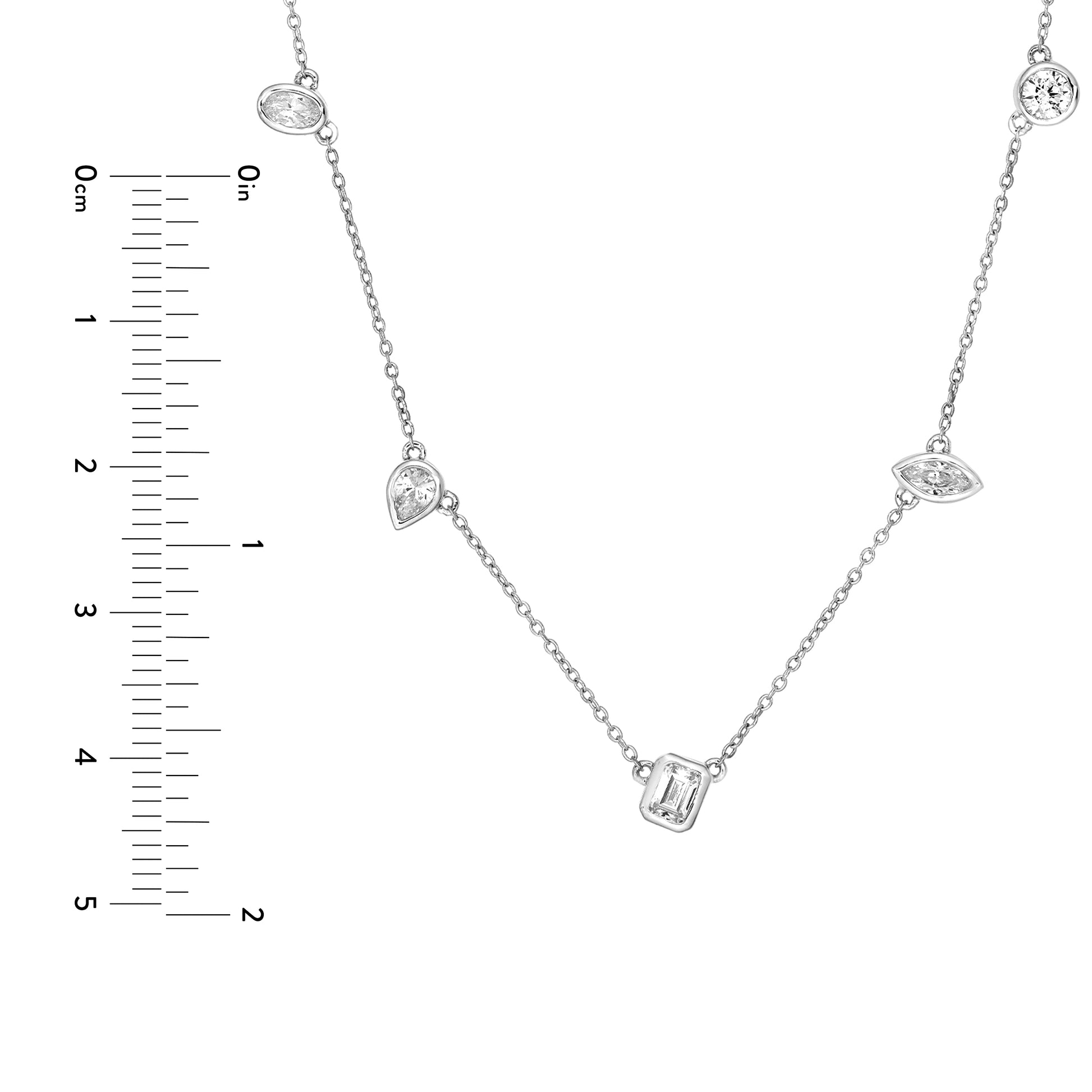 1tcw Multi Stone Bezel Diamond Station Necklace