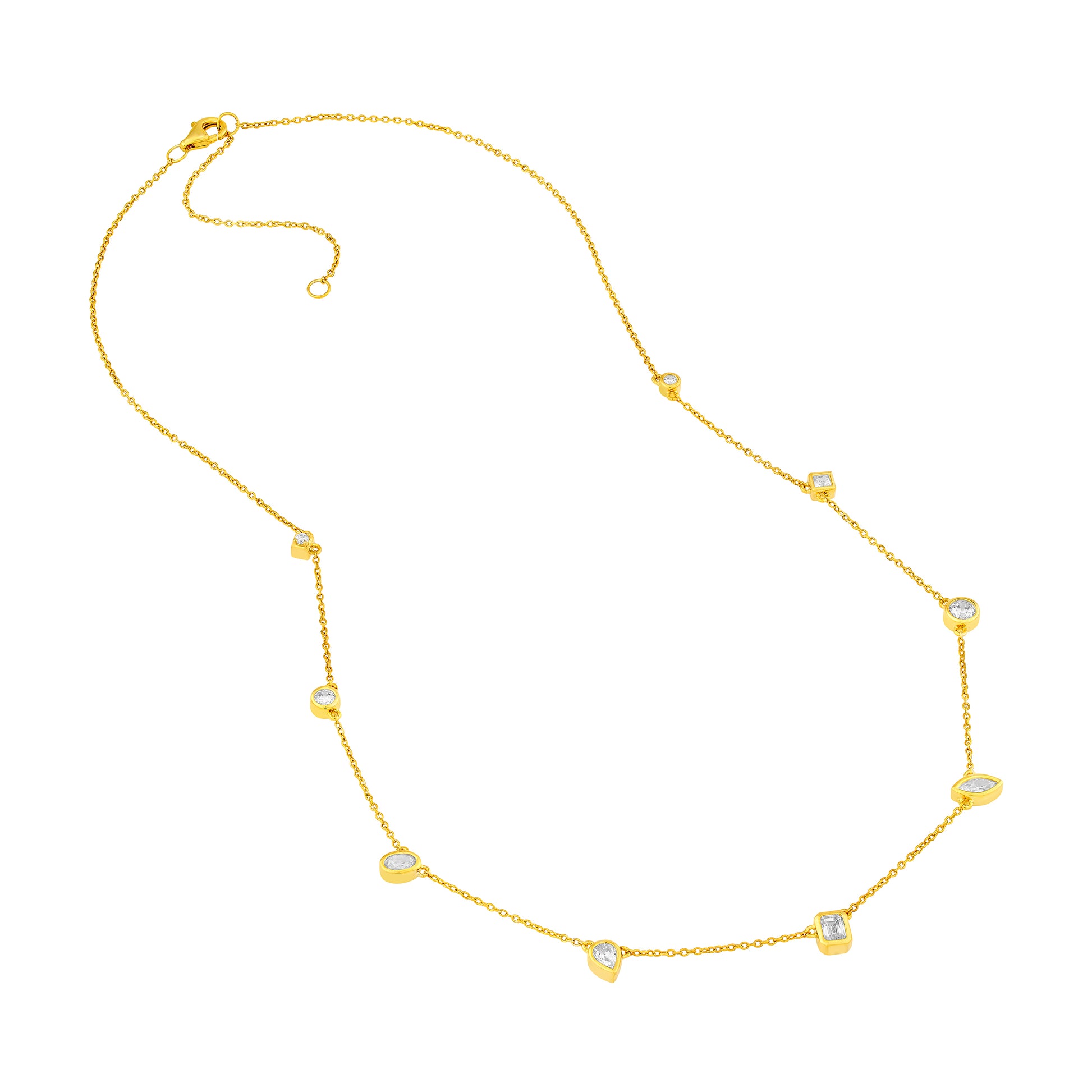 1tcw Multi Stone Bezel Diamond Station Necklace