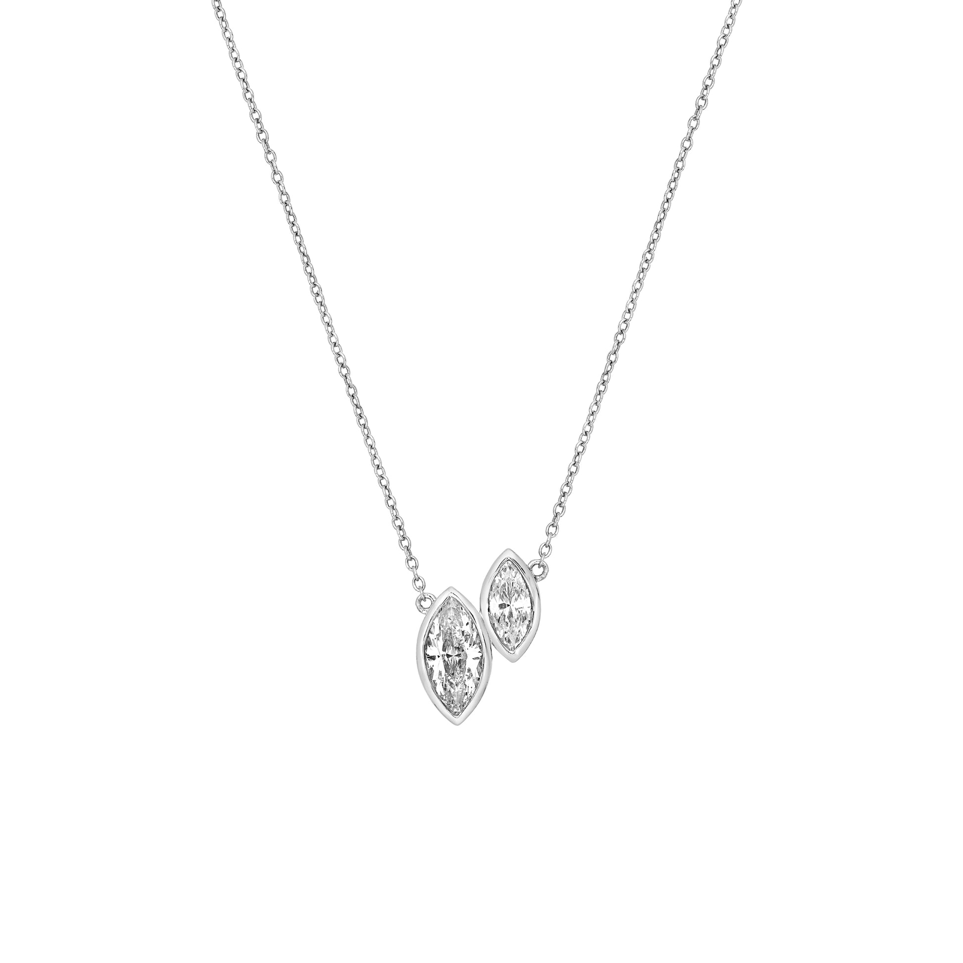 1-1/6tcw Toi et Moi Marquise Diamond Necklace