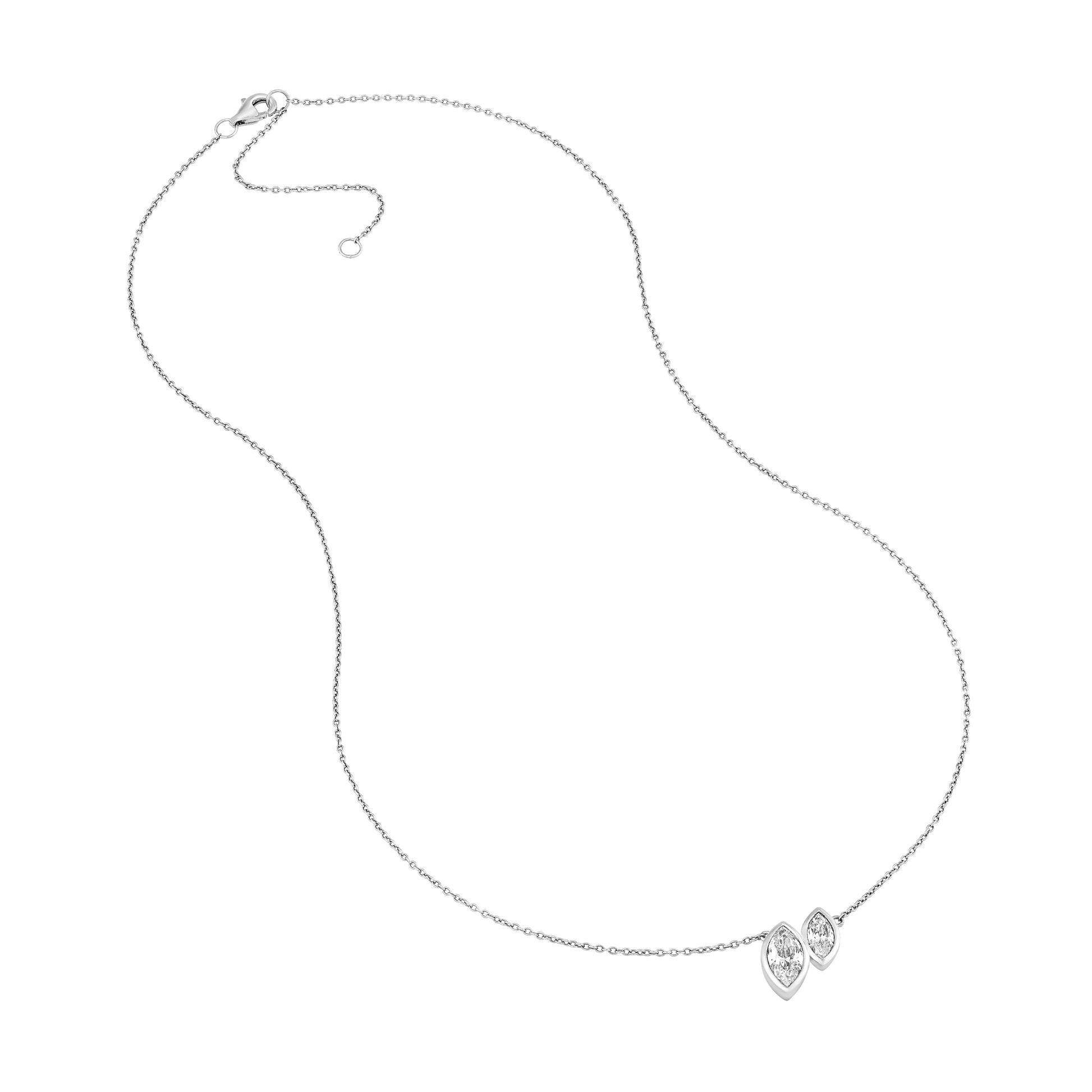 1-1/6tcw Toi et Moi Marquise Diamond Necklace