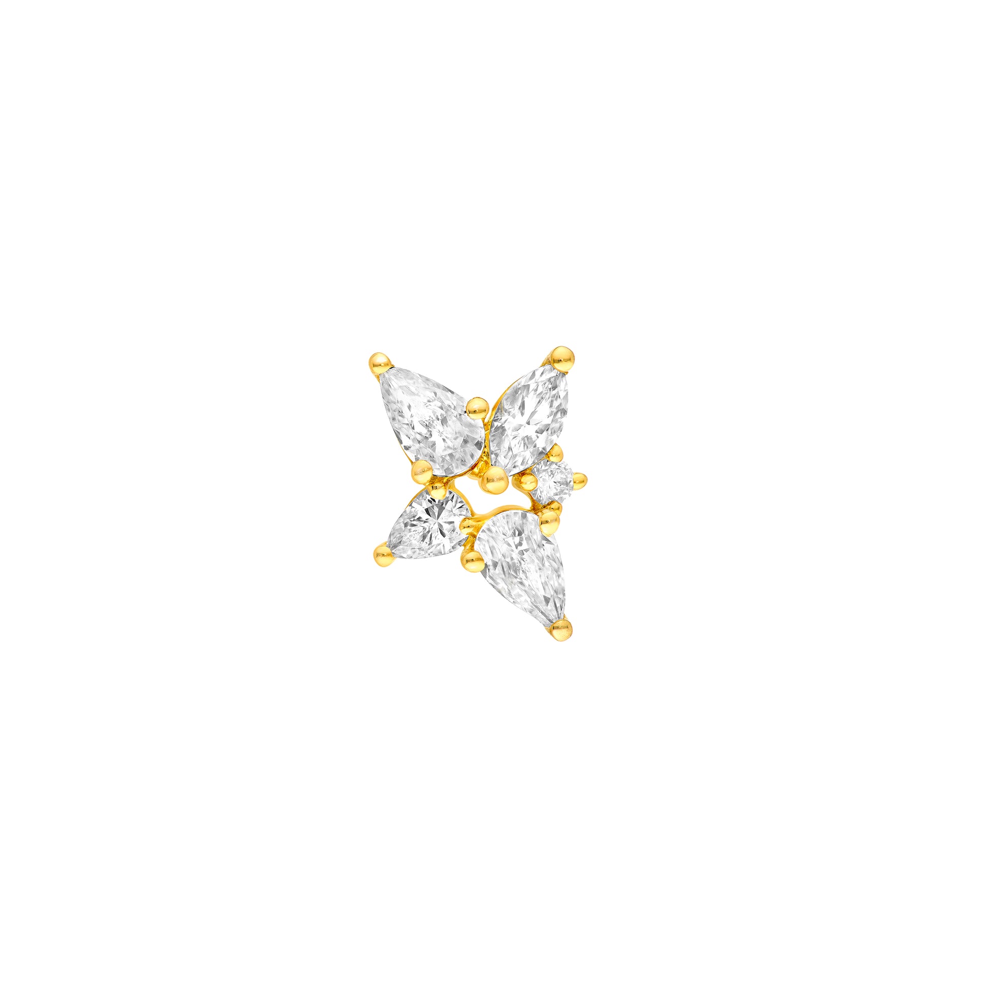 1-1/2tcw Pear Marquise & Round Diamond Stud Earrings