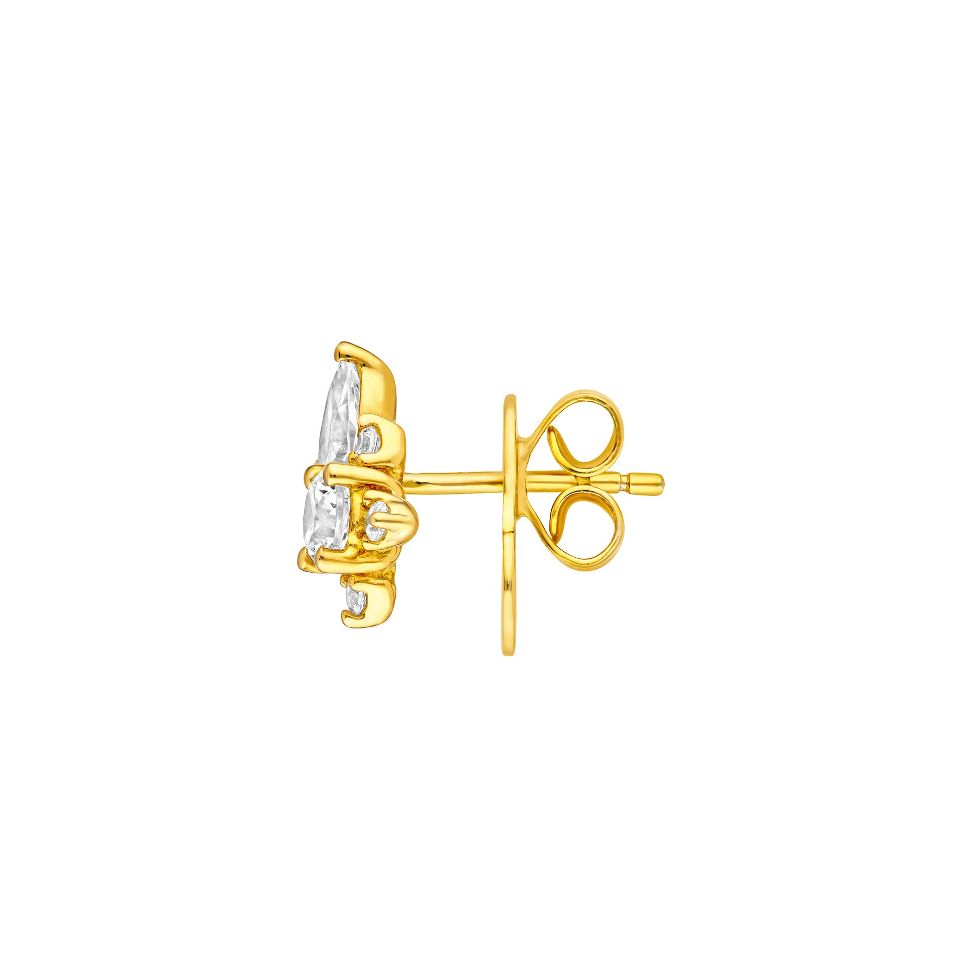 1-1/8tcw Pear & Round Diamond Stud Earrings