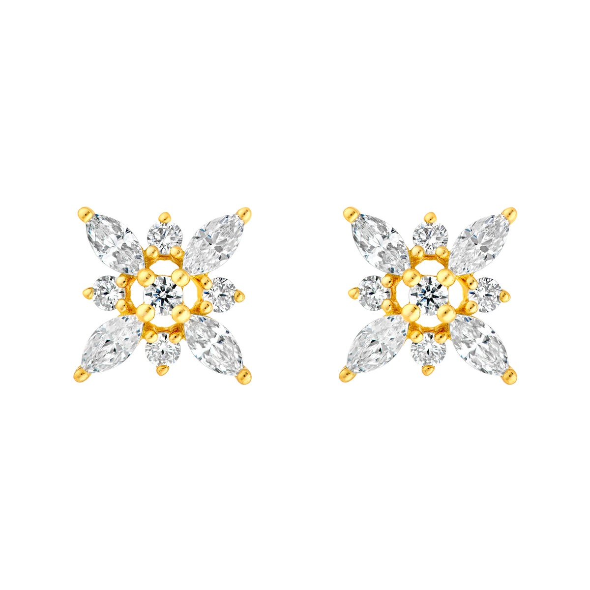 7/8tcw Marquise Diamond Flower Earrings