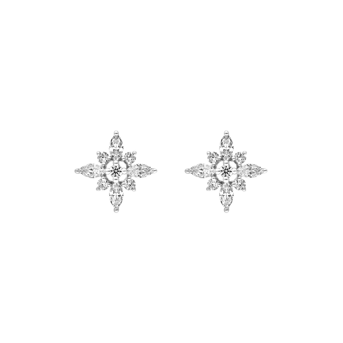 7/8tcw Marquise Diamond Flower Earrings