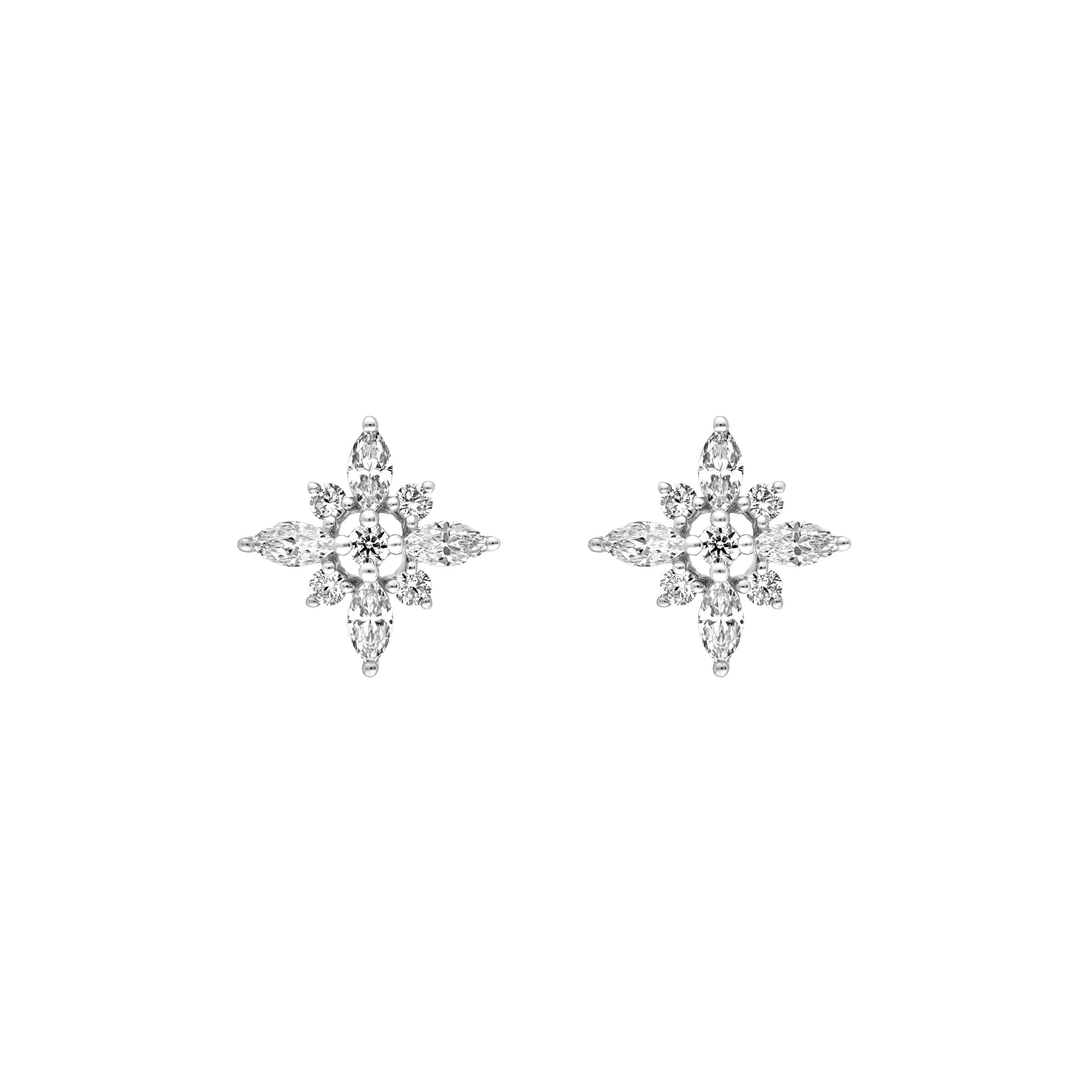 7/8tcw Marquise Diamond Flower Earrings