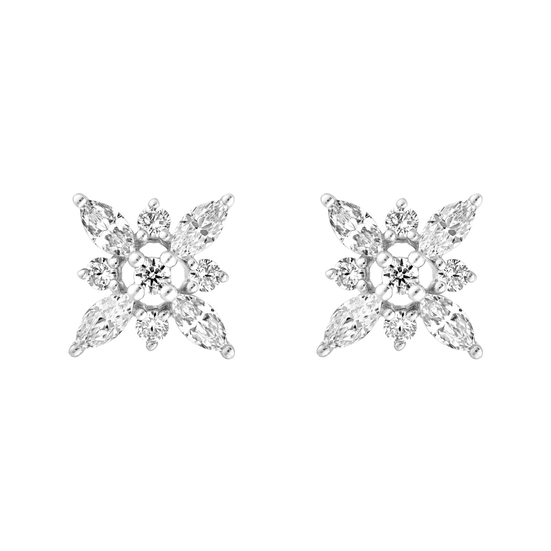 7/8tcw Marquise Diamond Flower Earrings