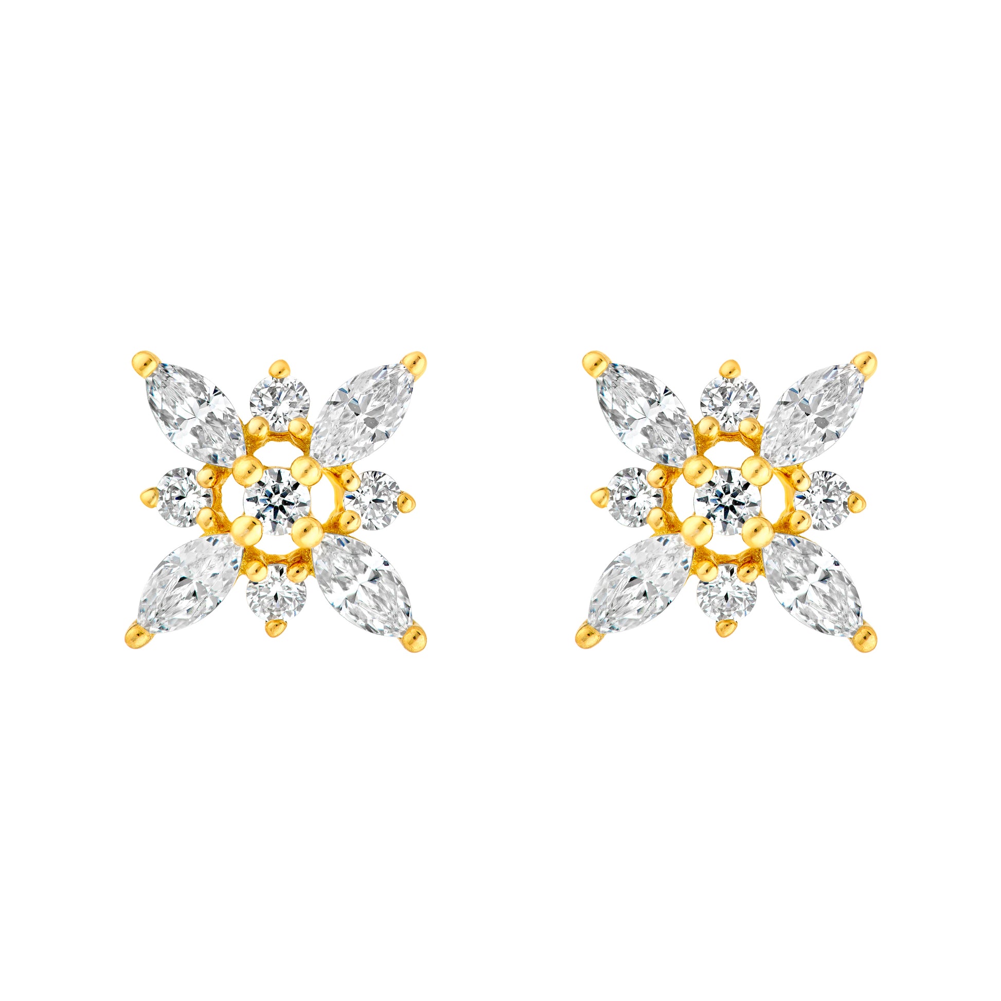 7/8tcw Marquise Diamond Flower Earrings