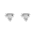 7/8tcw Square Baguette & Round Diamond Stud Earrings