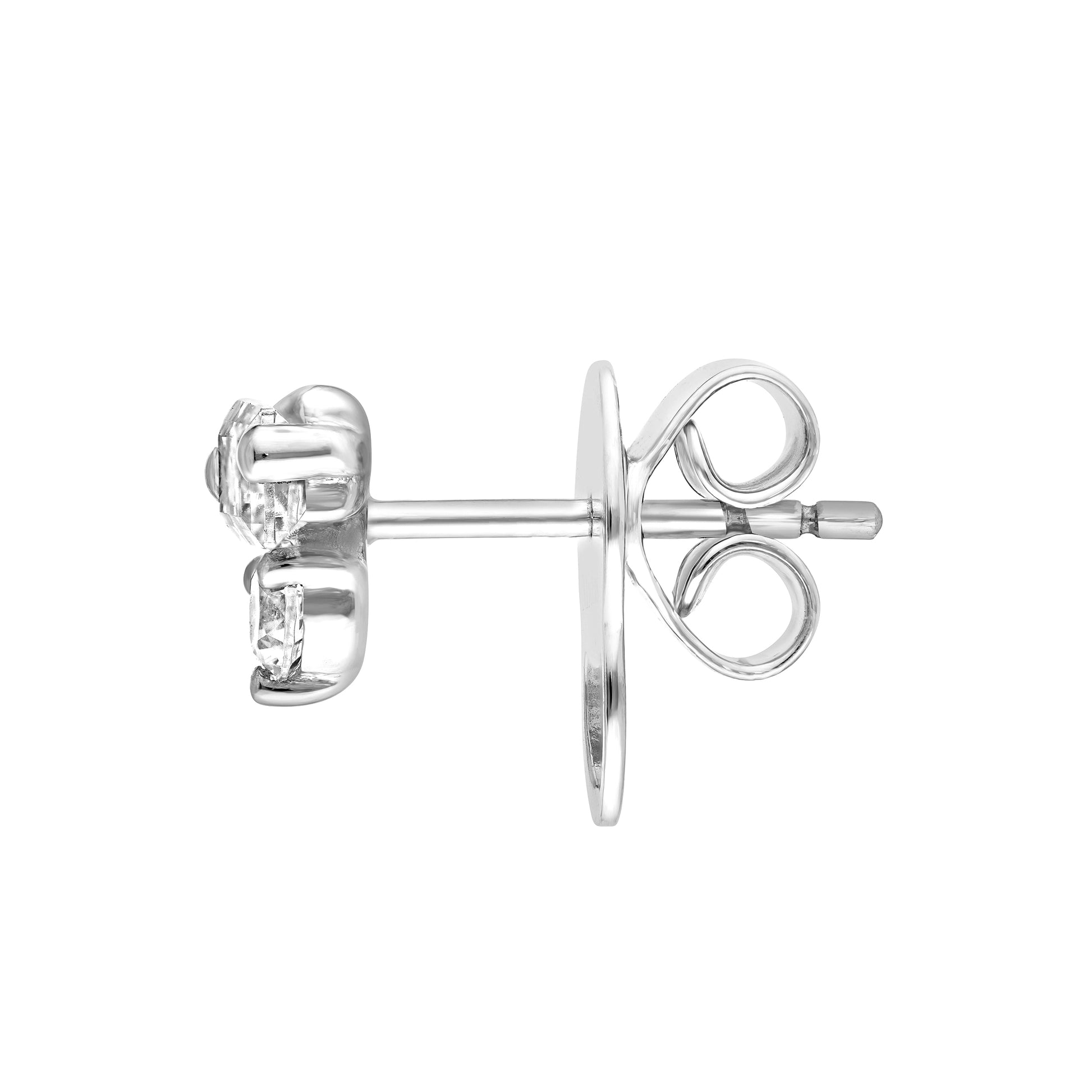 7/8tcw Square Baguette & Round Diamond Stud Earrings