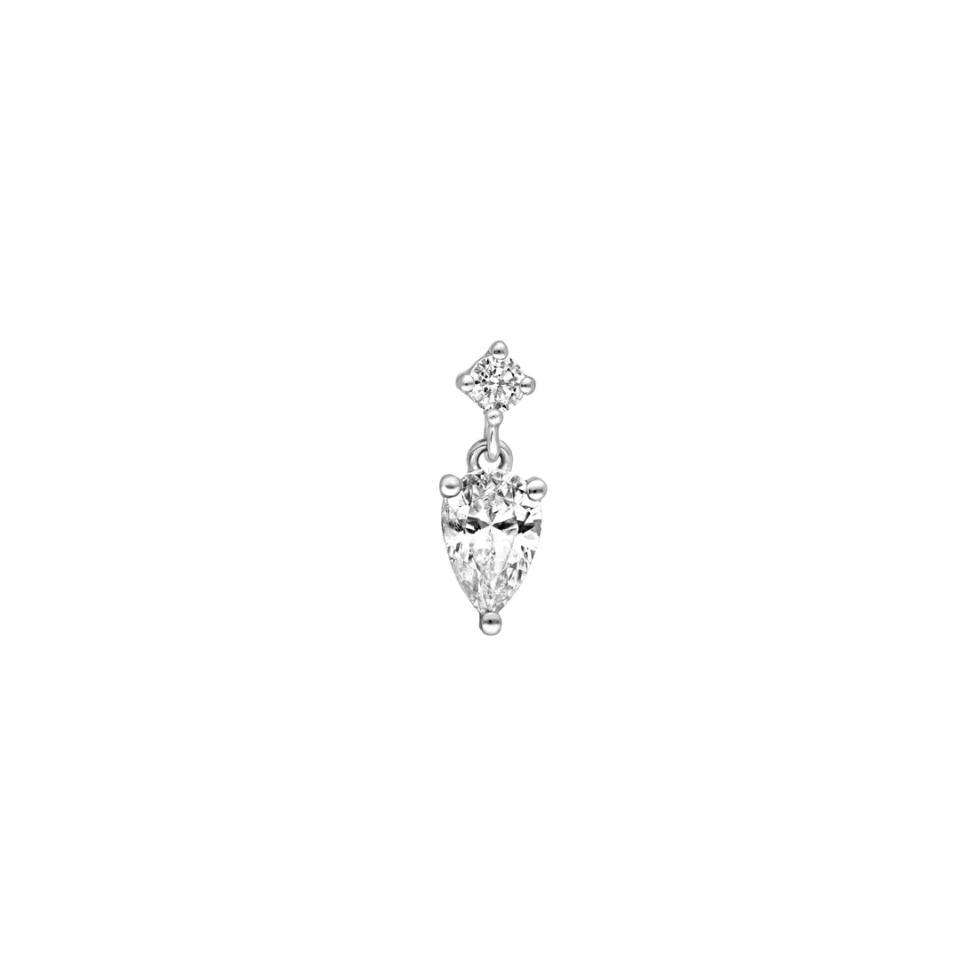 1tcw Pear & Round Diamond Stud Earrings