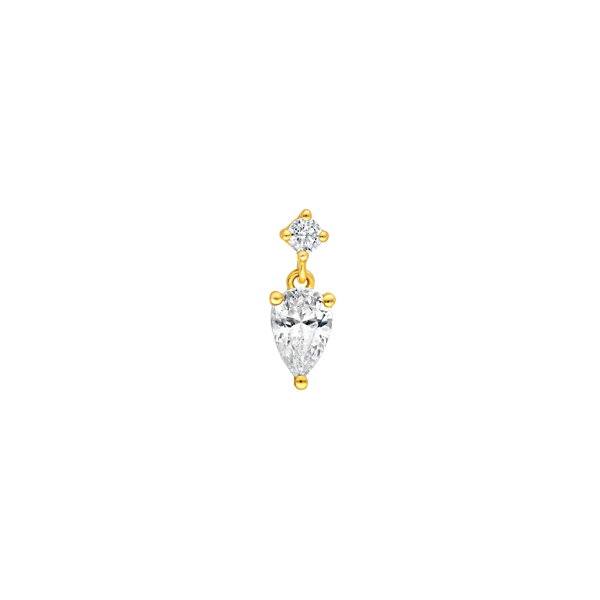 1tcw Pear & Round Diamond Stud Earrings