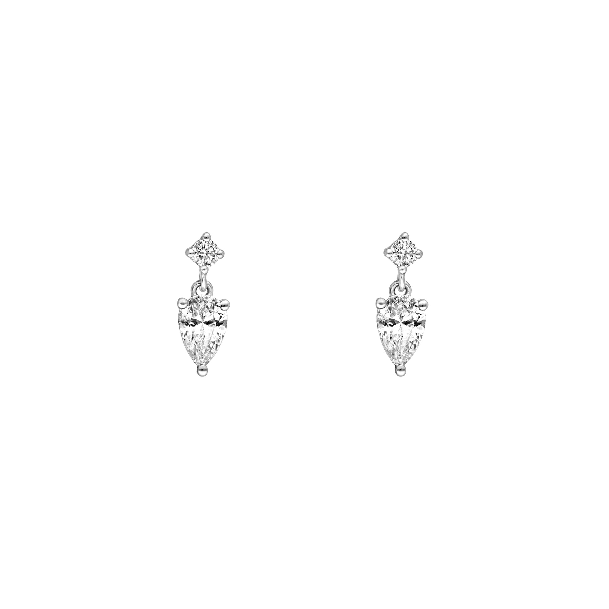 1tcw Pear & Round Diamond Stud Earrings