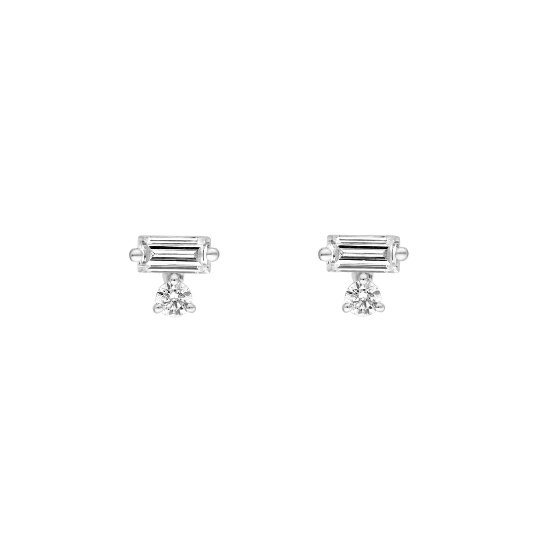 5/8tcw Square Baguette & Round Diamond Earrings