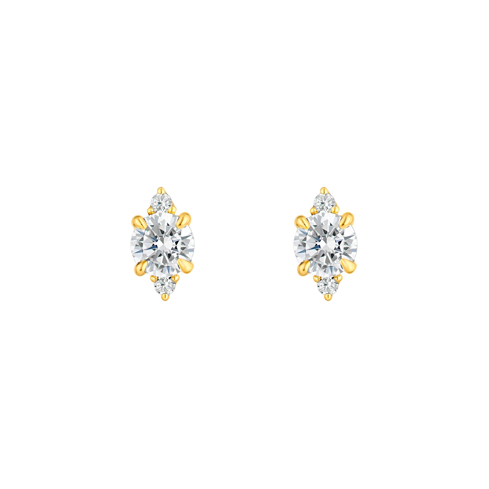 7/8tcw Three Stone Round Diamond Earrings