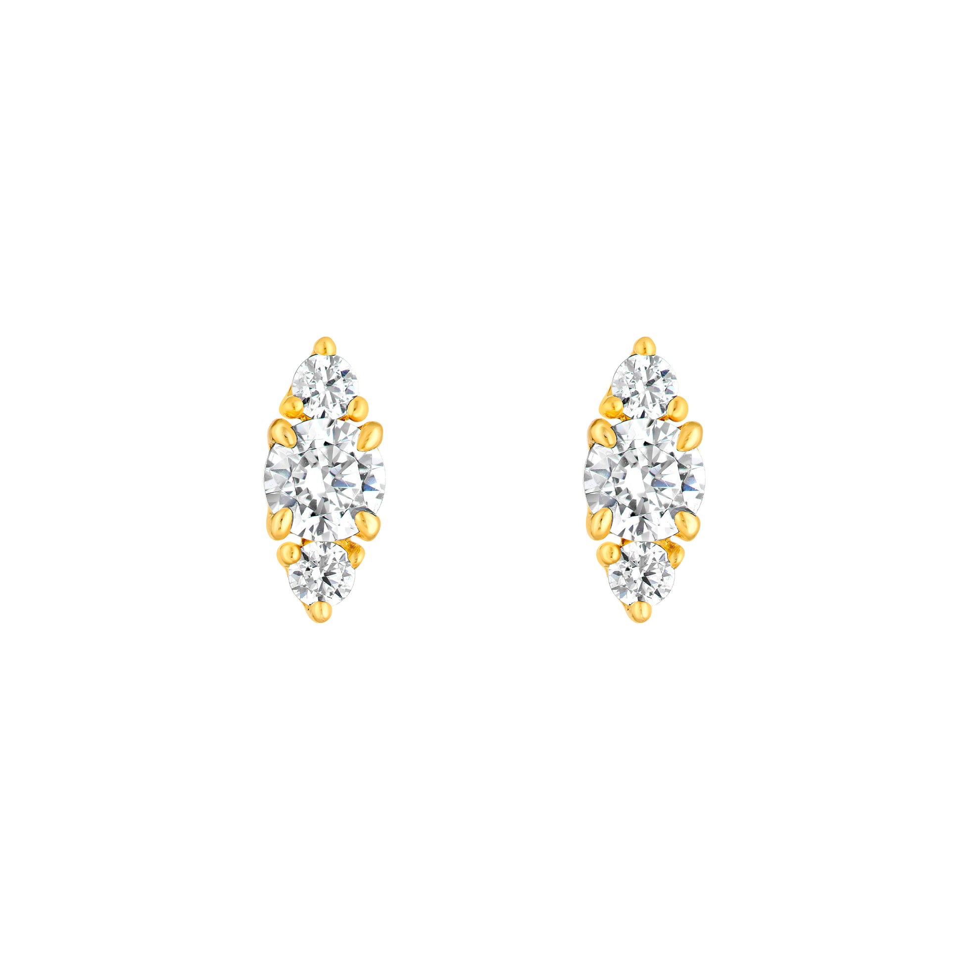 3/8tcw Three Stone Round Diamond Earrings
