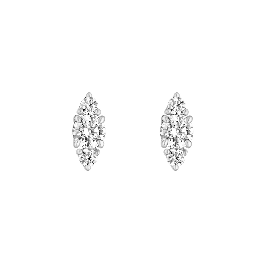 3/8tcw Three Stone Round Diamond Earrings