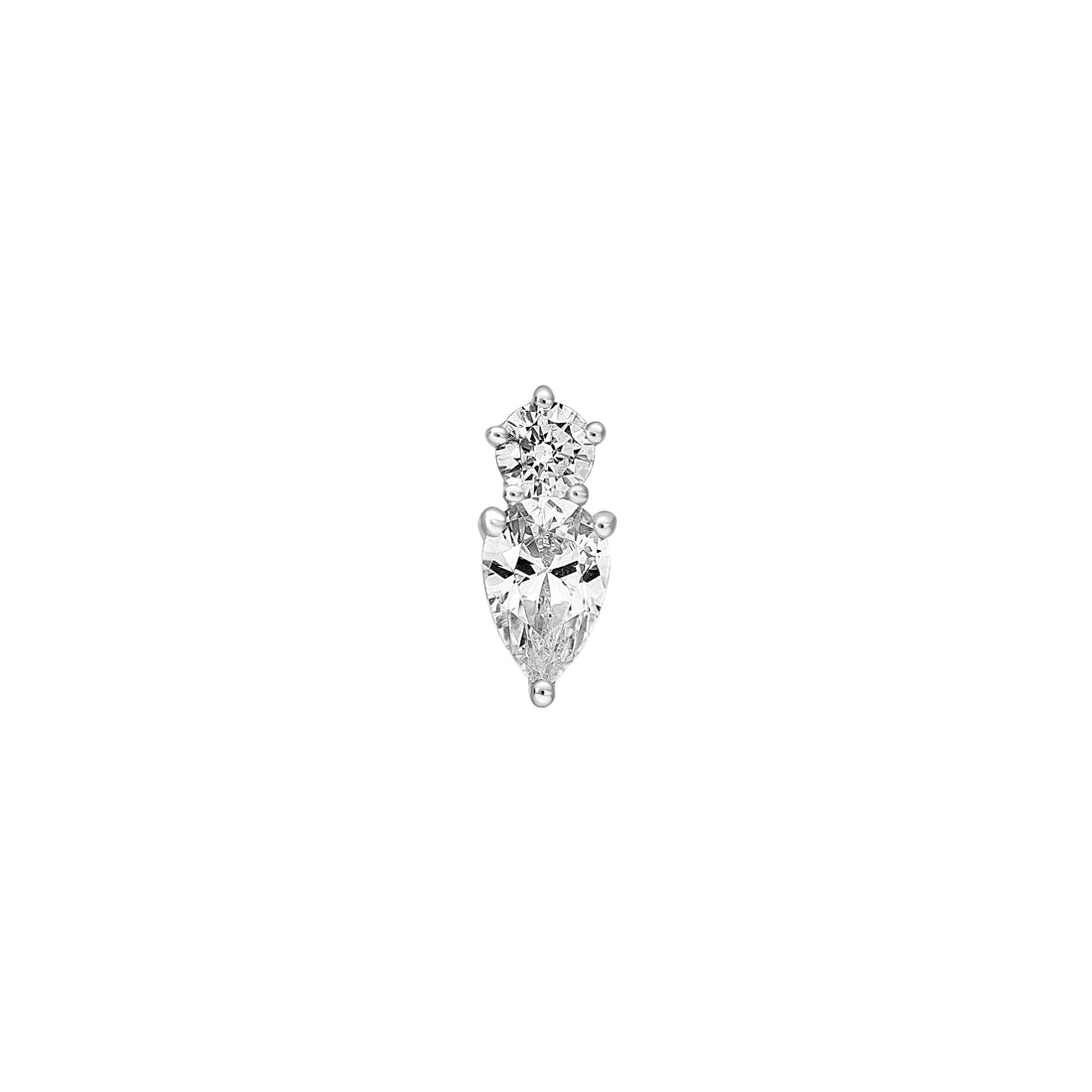 1-1/5tcw Round & Pear Diamond Stud Earrings