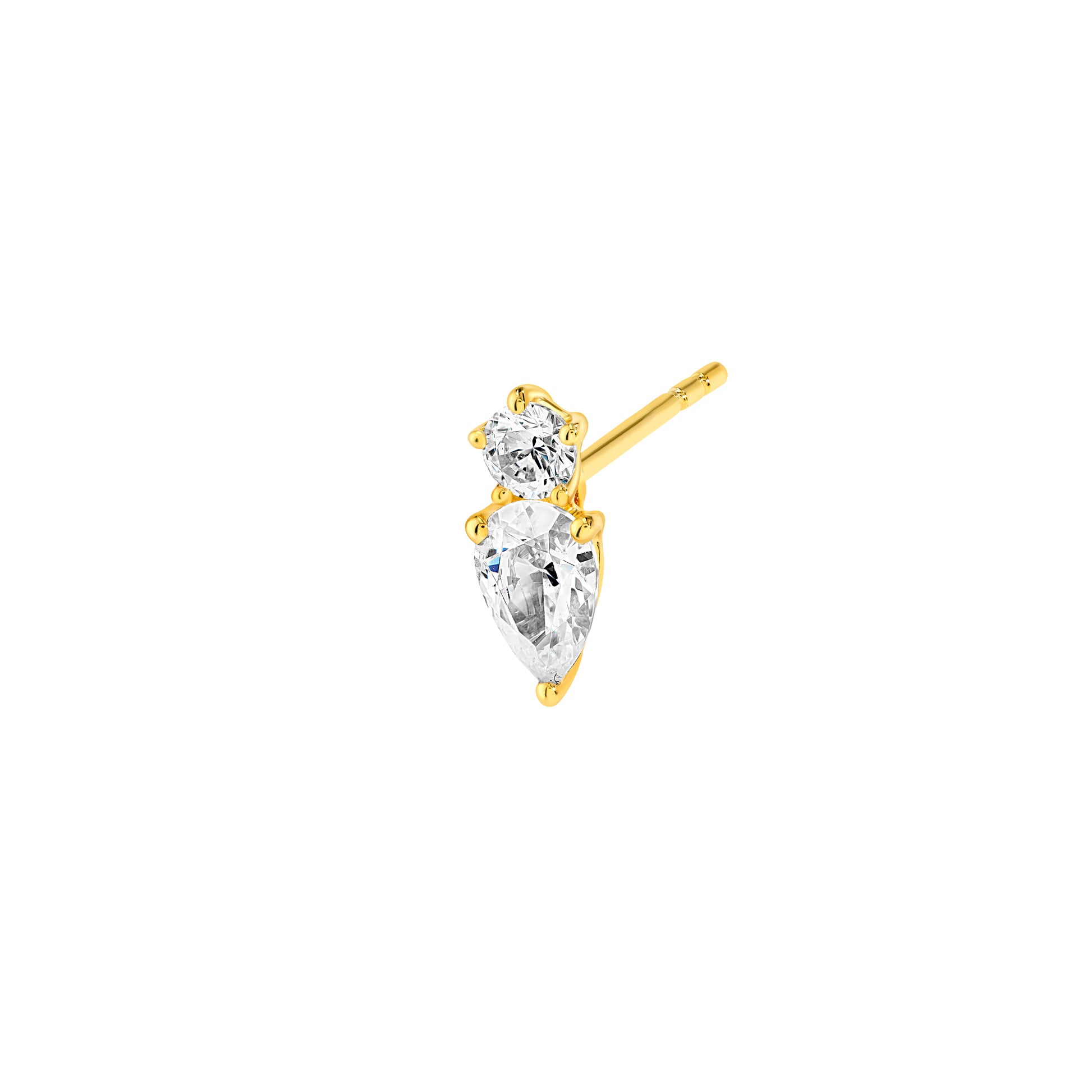 1-1/5tcw Round & Pear Diamond Stud Earrings