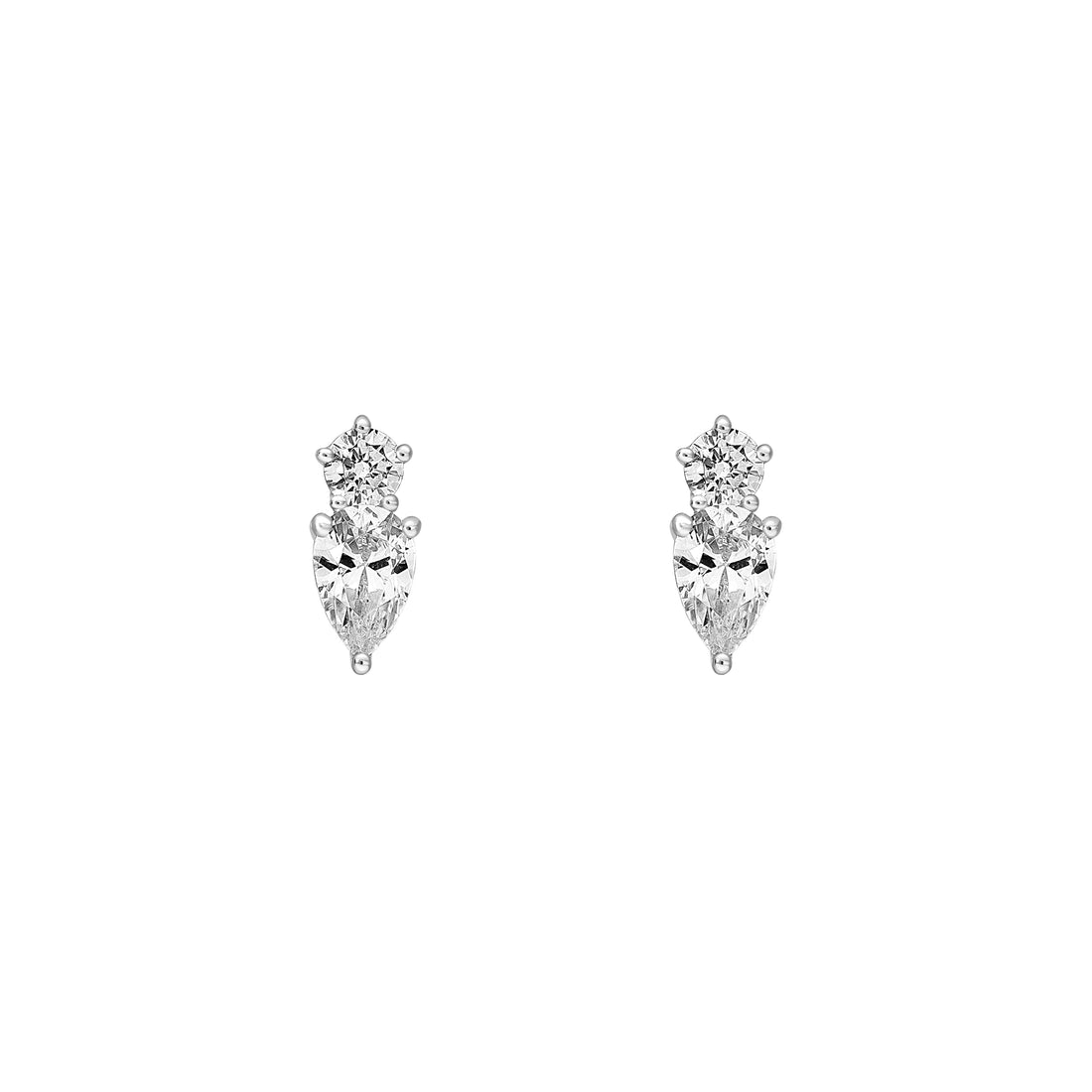 1-1/5tcw Round & Pear Diamond Stud Earrings