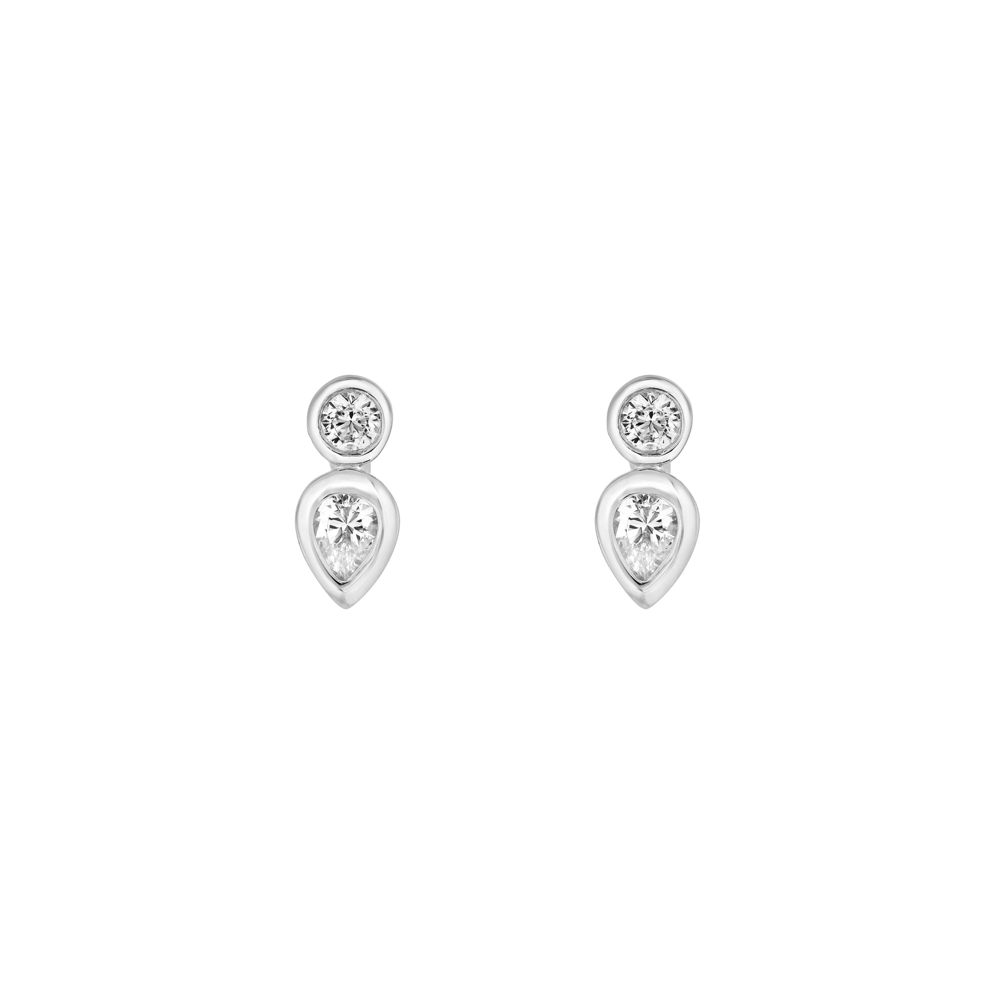 1/4tcw Round & Pear Diamond Bezel Set Earrings