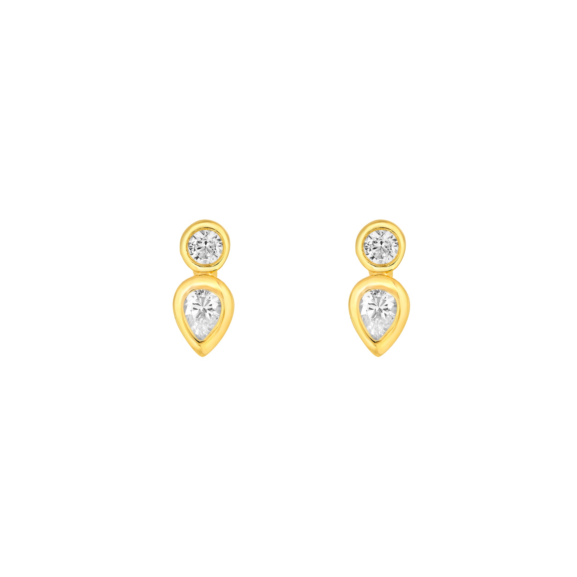 1/4tcw Round & Pear Diamond Bezel Set Earrings